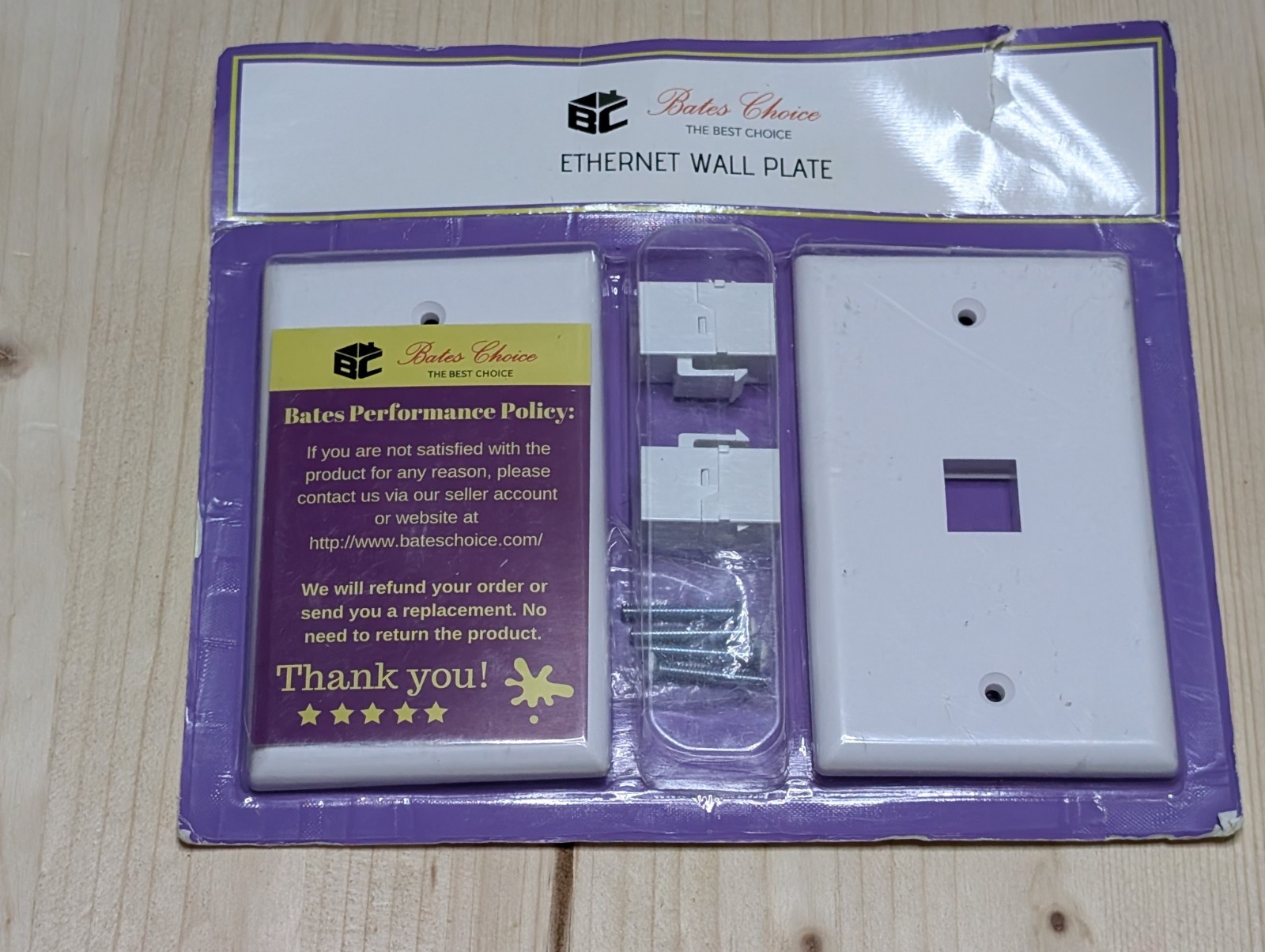 Bates- 1 Port Ethernet Wall Plate, 2 Pack with 2 Pcs of Cat6 Keystone Jack
