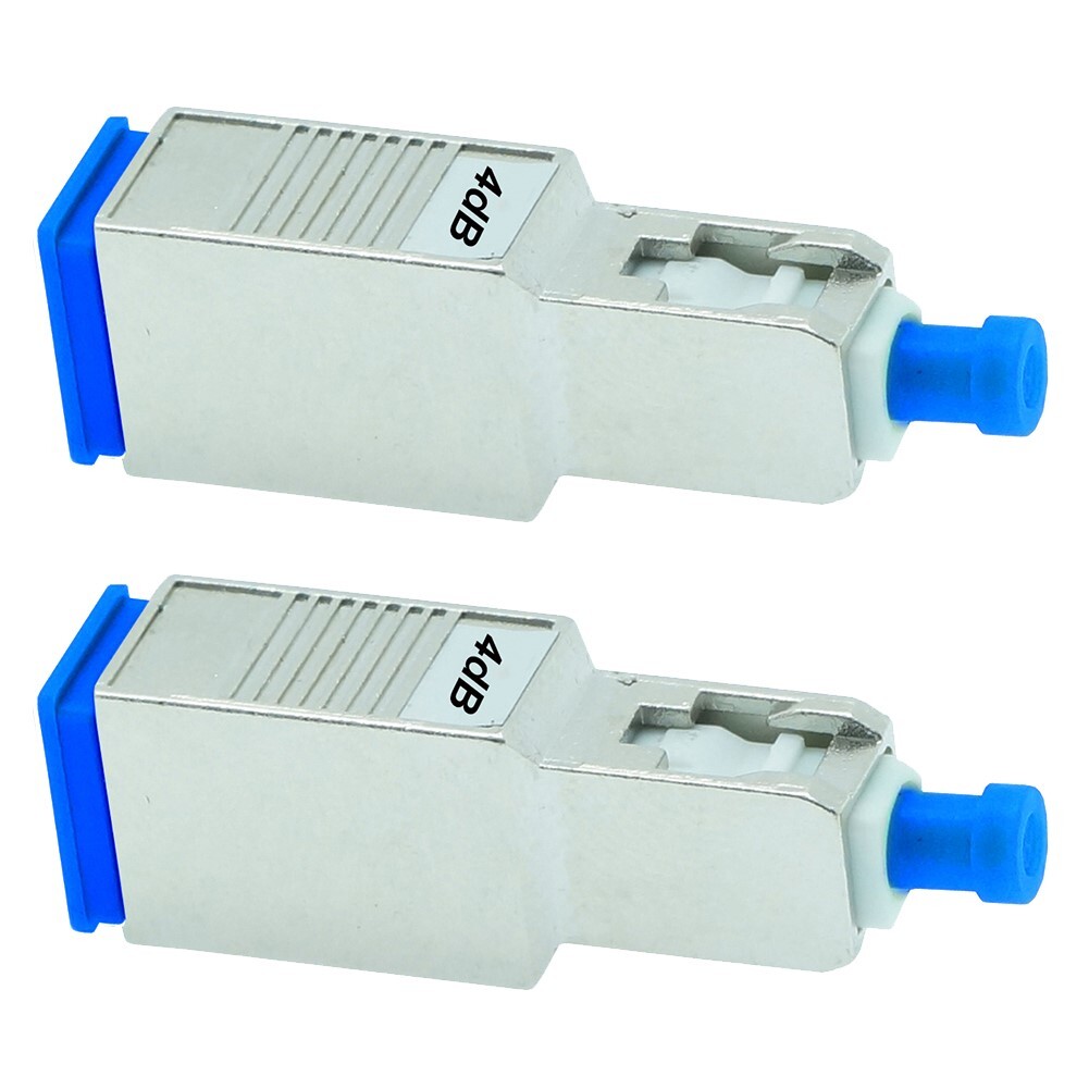 2 Pcs 4dB SC UPC Connector Fiber Optic Optical Single Mode Attenuator Metal Blue