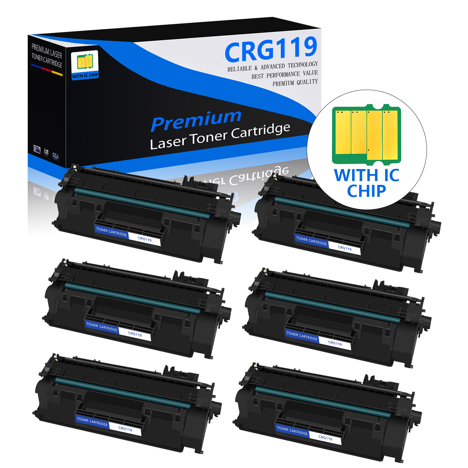 6 PACK - CRG119 Toner for Canon 119 II imageClass MF416DW MF419DW LBP6650DN