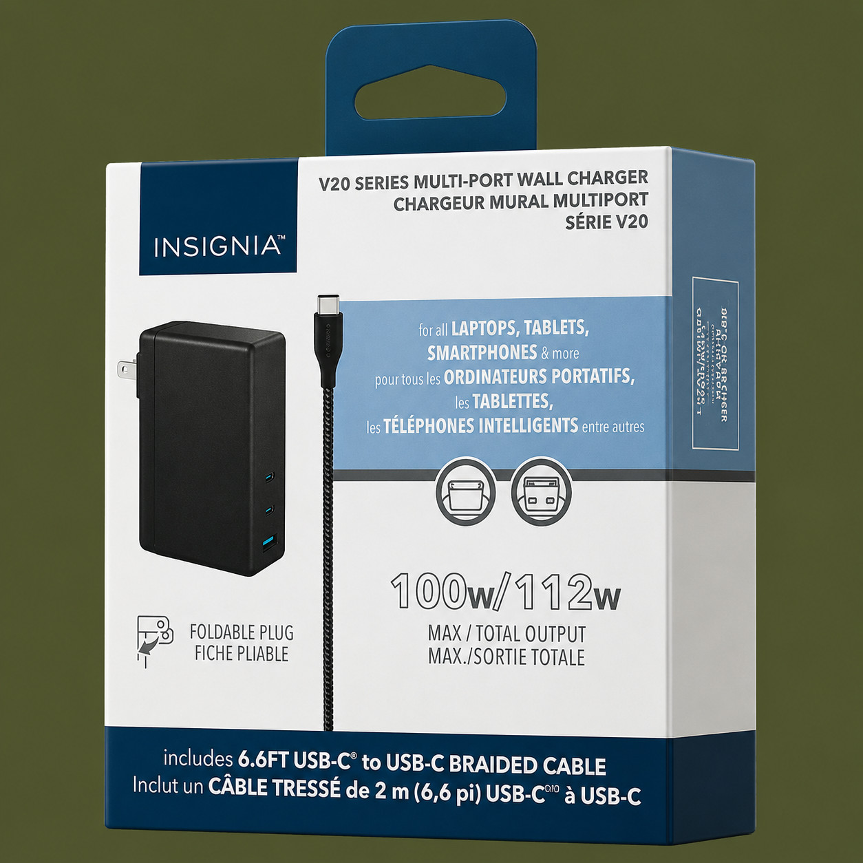 Insignia 112W 3-Port USB-C/USB-A Wall Charger with USB Cable