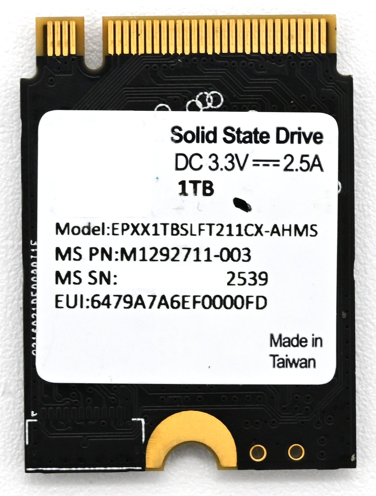 1TB MS M.2 2230 NVMe PCIe 4.0x2 SSD EPXX1TBSLFT211CX-AHMS Xbox Pull M1292711-003