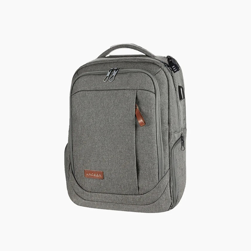 KROSER 17.3 Inch Travel Computer Backpack Gray Charger Cable N8