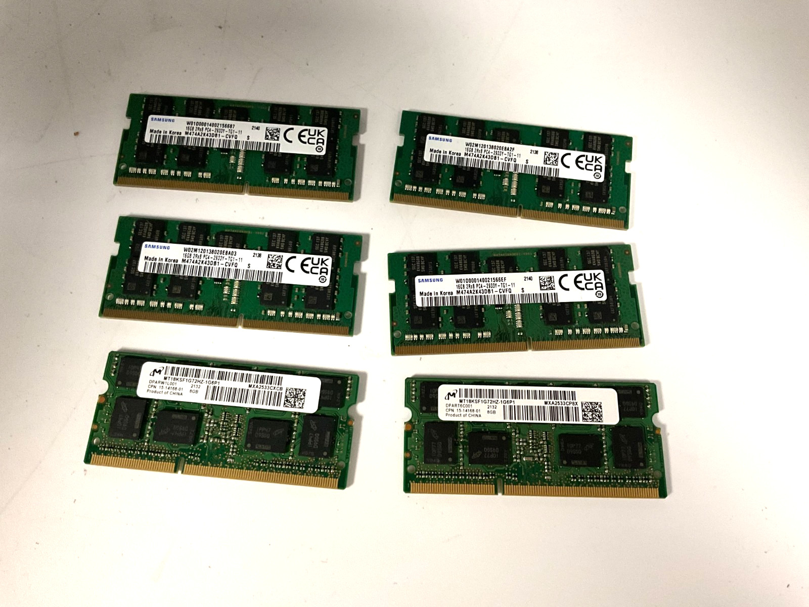 LOT OF 6 SO DIMM LAPTOP MEMORY  16/8GB PC4 *READ*