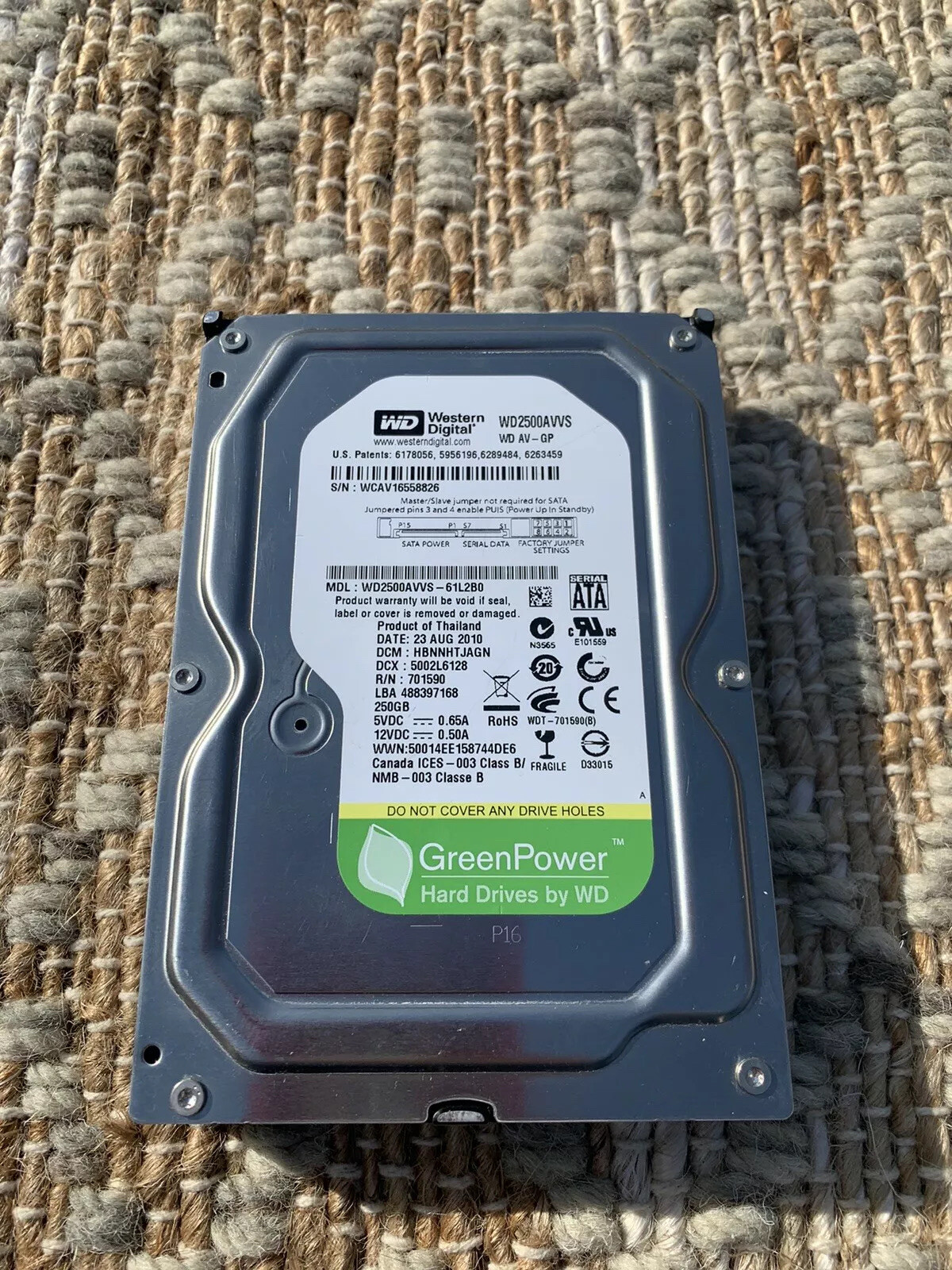 Western Digital Green Power Hard Drive MDL WD2500AVVS, NEW, Open Box