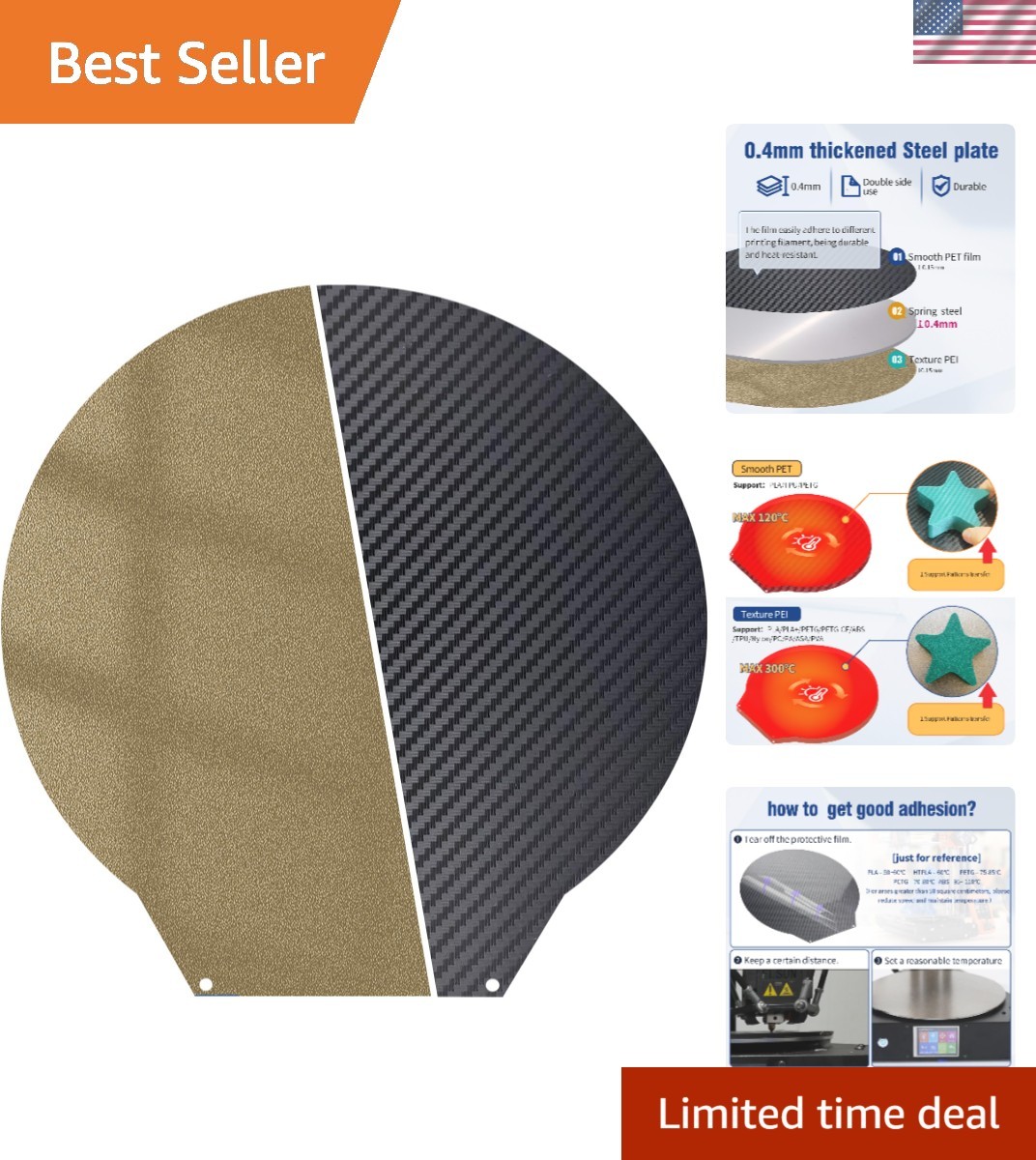 High-Performance 330MM PET PEI Double-Sided Build Plate for Flsun Pro Printing
