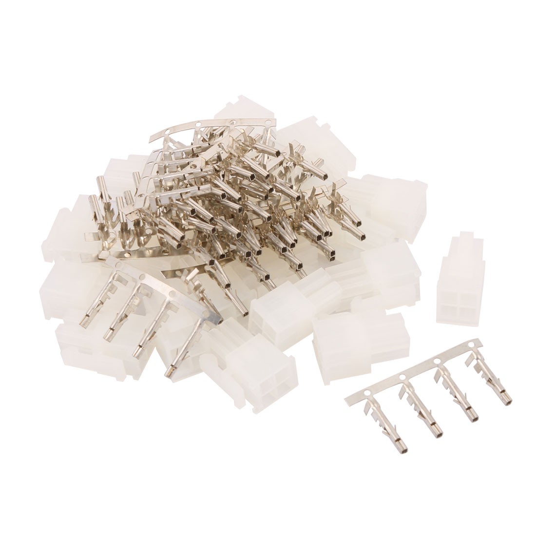 20 Sets White Plastic Dual 4 Pin Male 4.2mm Pitch + 4 Pin Terminal PC Connector