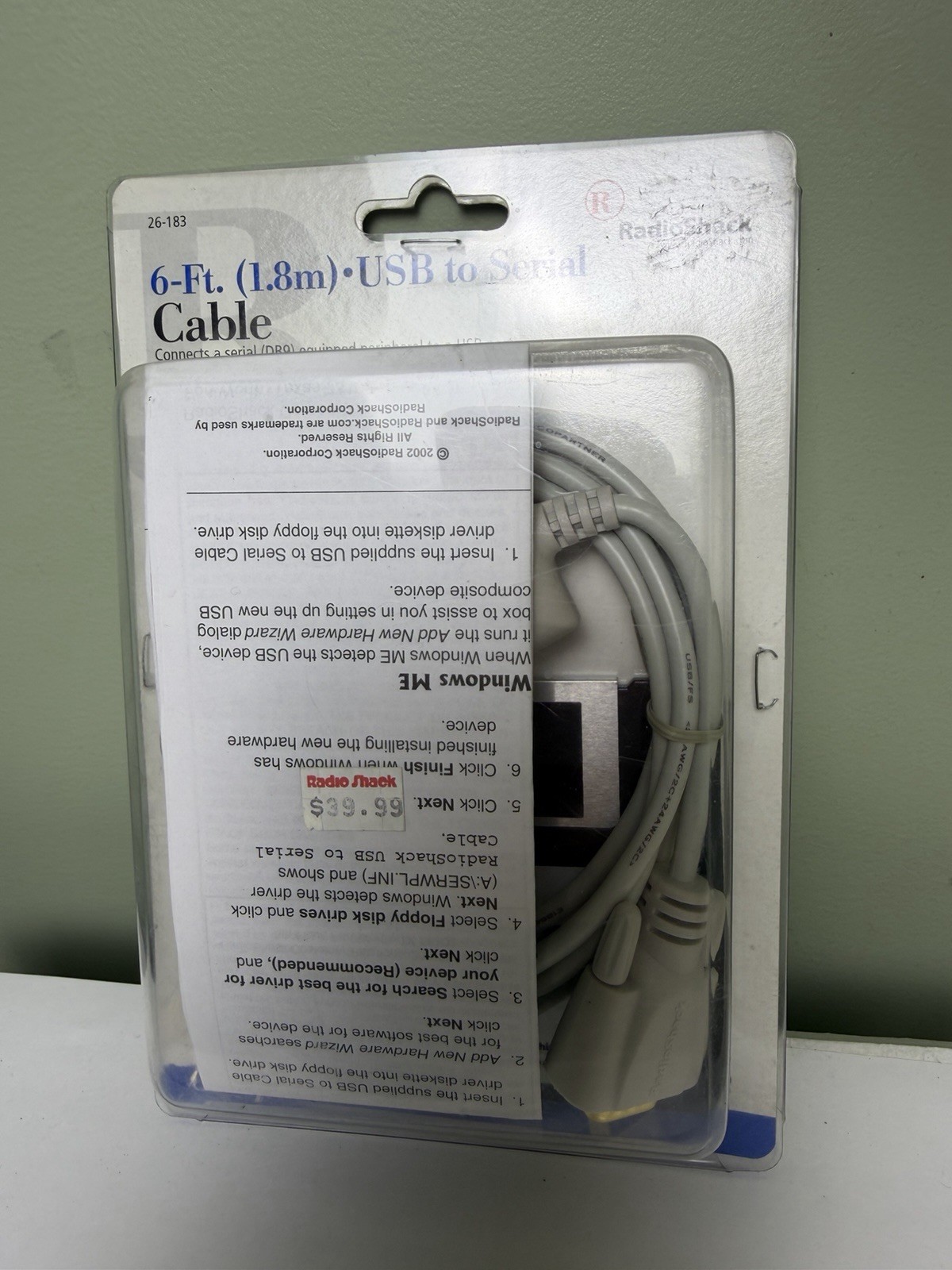 Radio Shack 26-183 6 ft. USB to Serial Cable Adapter - New Sealed * Read