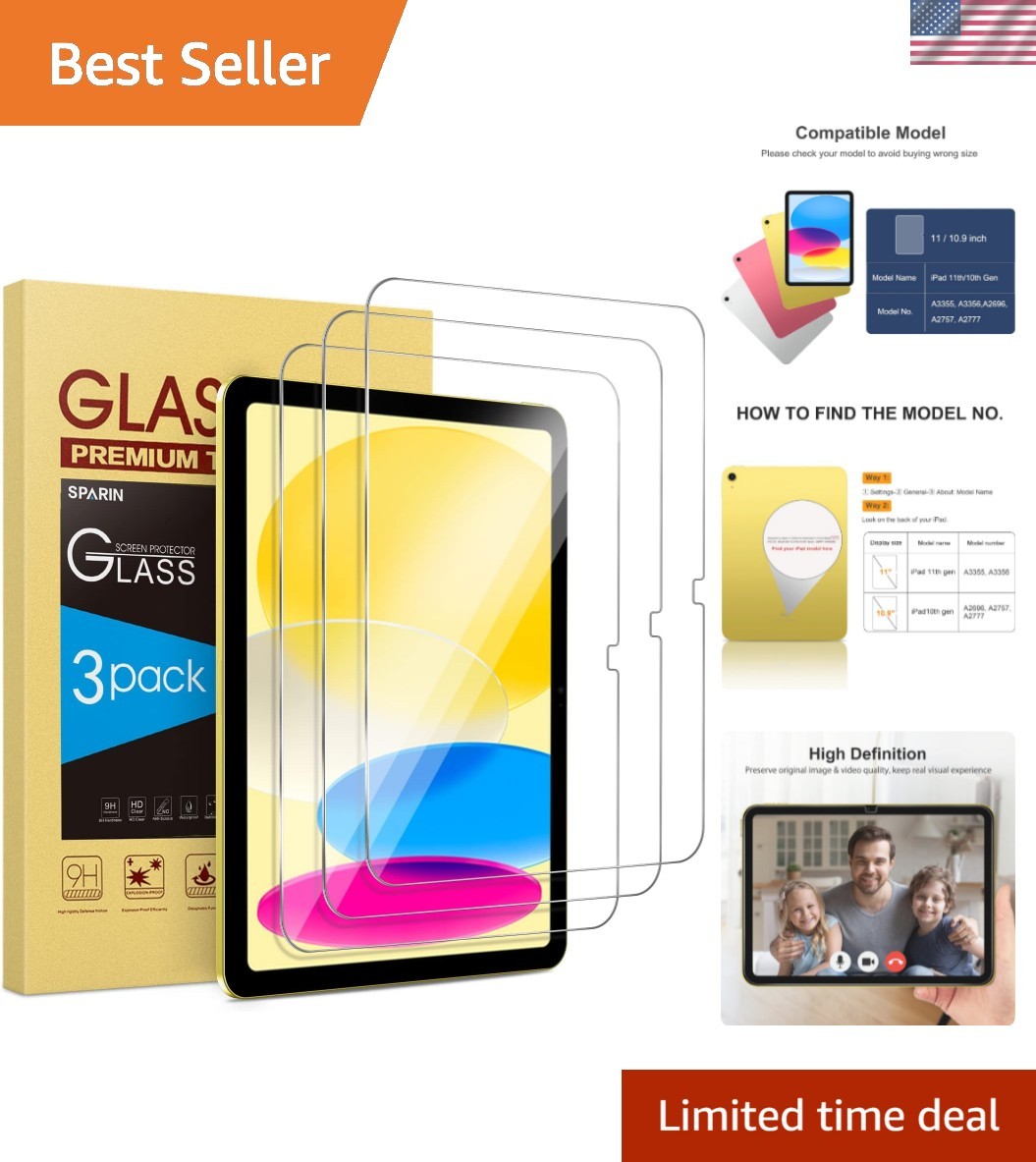 3 Pack Screen Protector for iPadA16 11/10 Generation 11"/10.9"