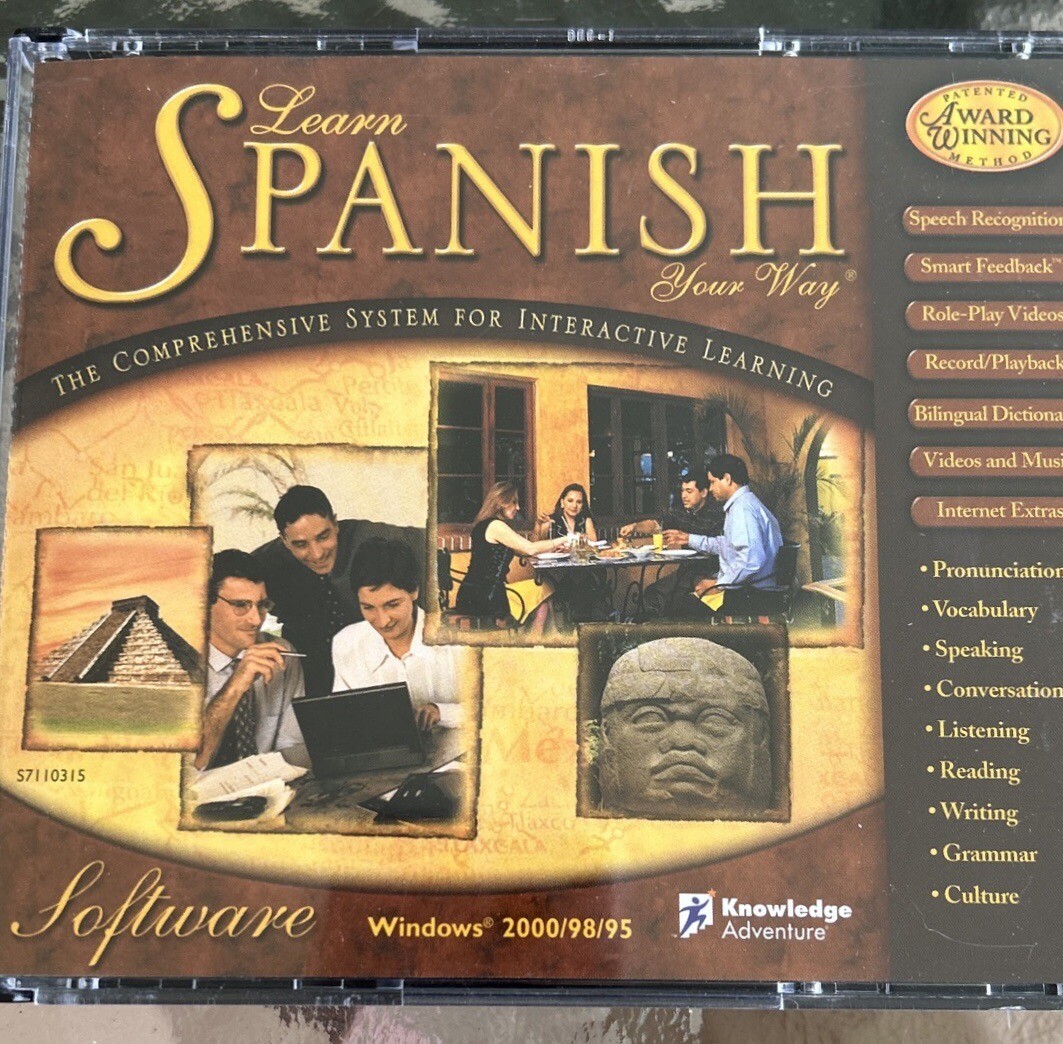 Learn Spanish Your Way Audio 3 CD Set Windows 2000/98/95 Speaking Vocabulary 
