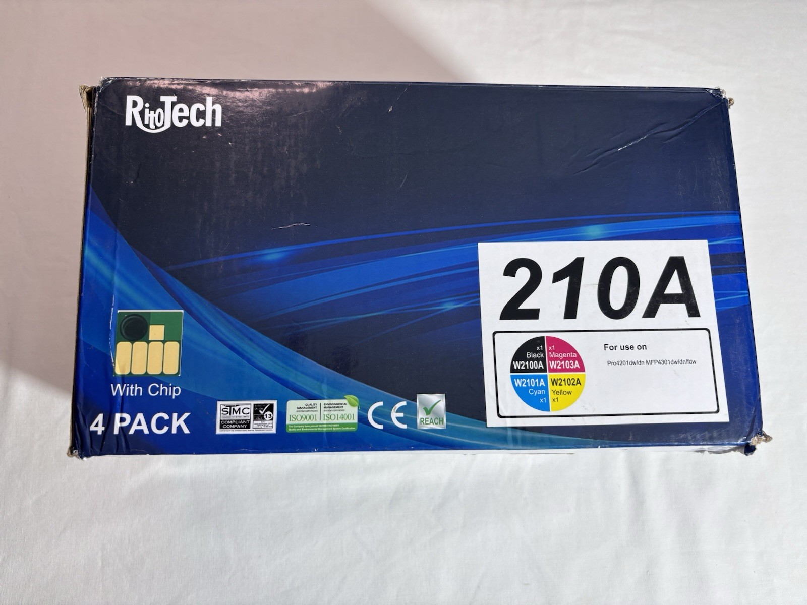 RitoTech 210A Toner Cartridges 4 Pack With Chip Compatible For HP 4201 4301 NEW