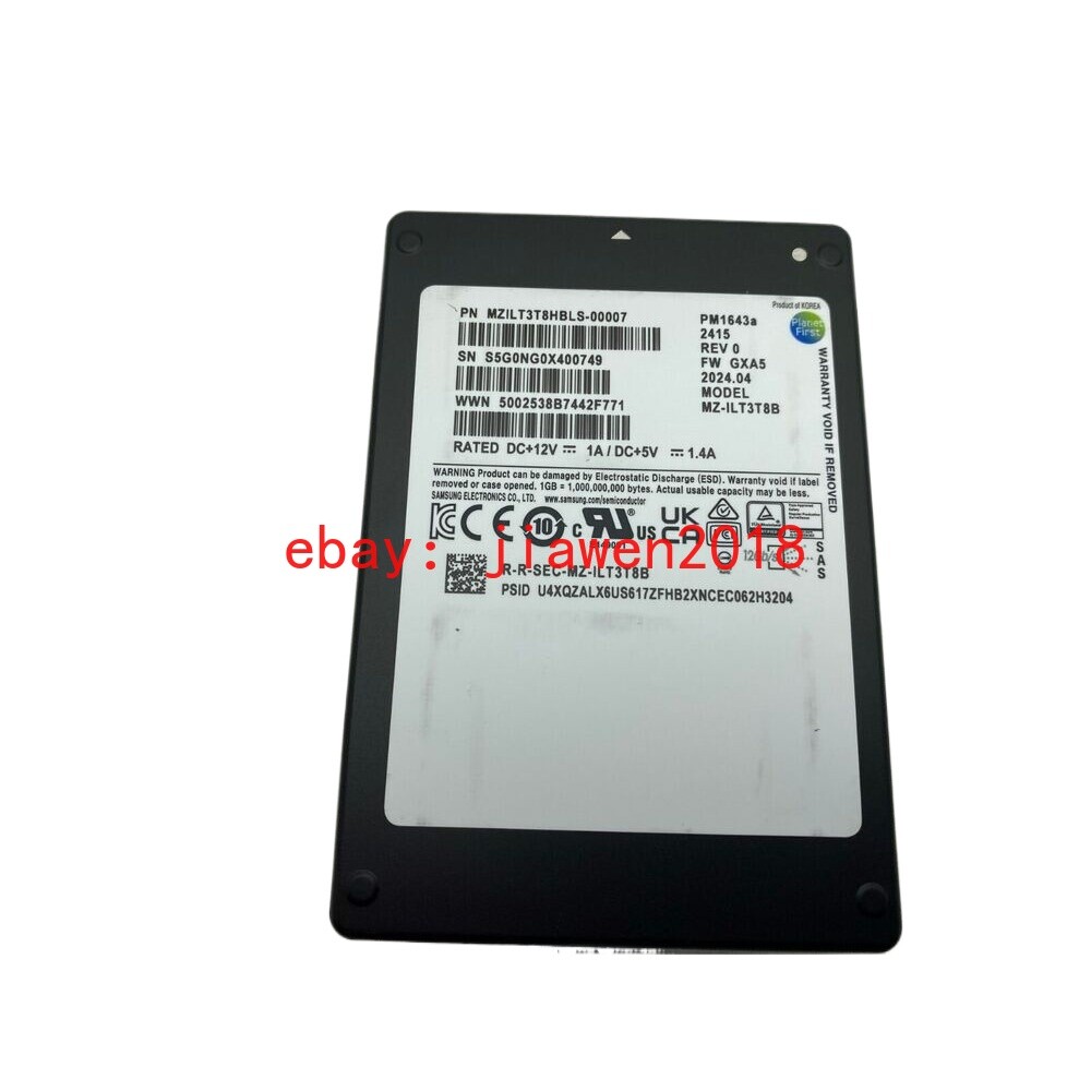 Samsung PM1643a Series 3.84TB SAS 12Gb/s 2.5" SSD MZ-ILT3T8B MZILT3T8HBLS
