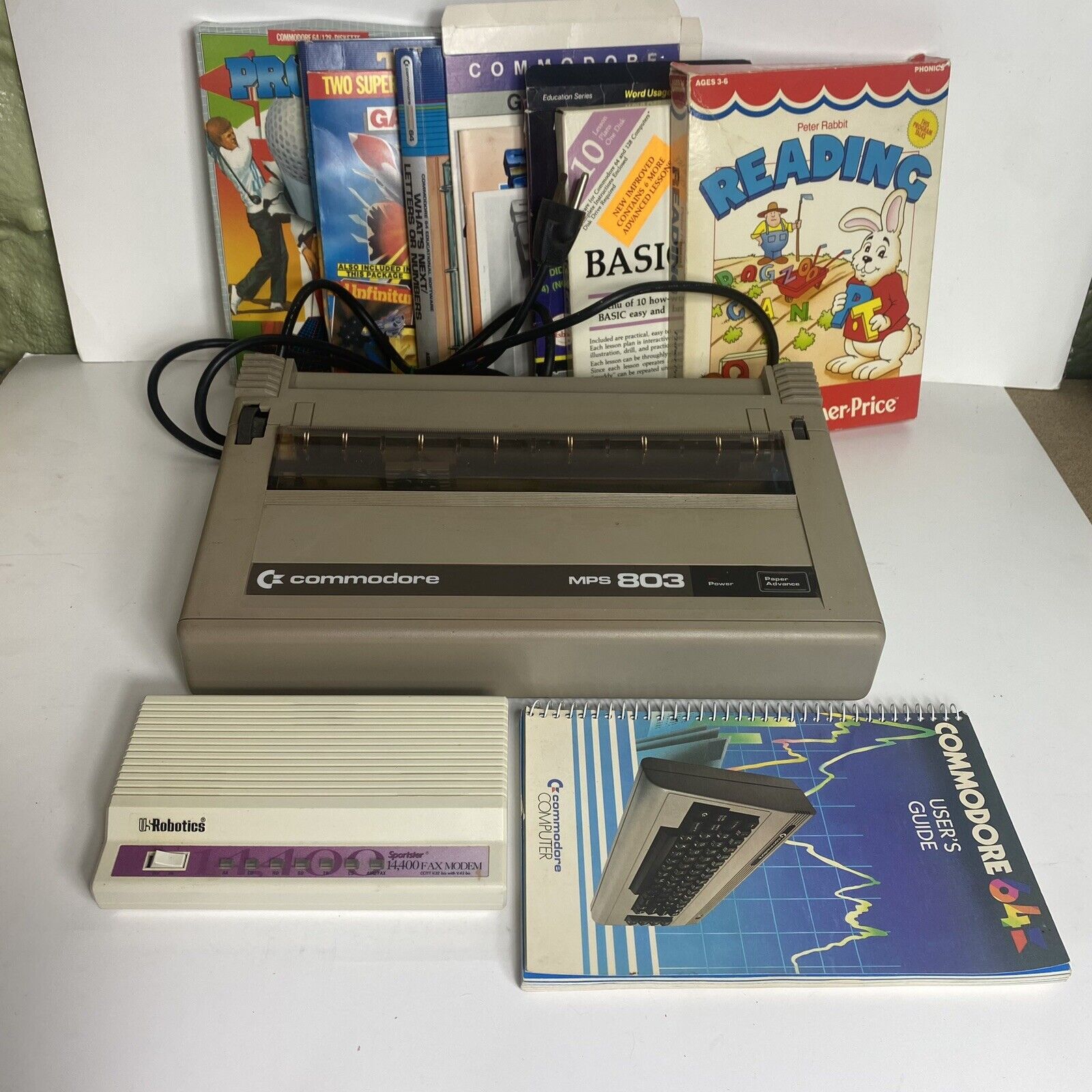 Lot Commodore 64 Software Games Instruction Book Modem Printer Untested