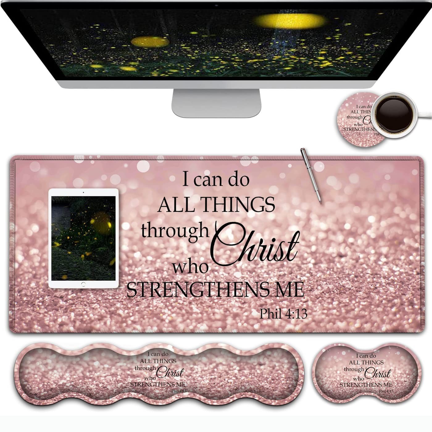 Pink Gaming Mouse Pad,Large Pad with Stitched Large, Yu-mouse Pad-bo-33