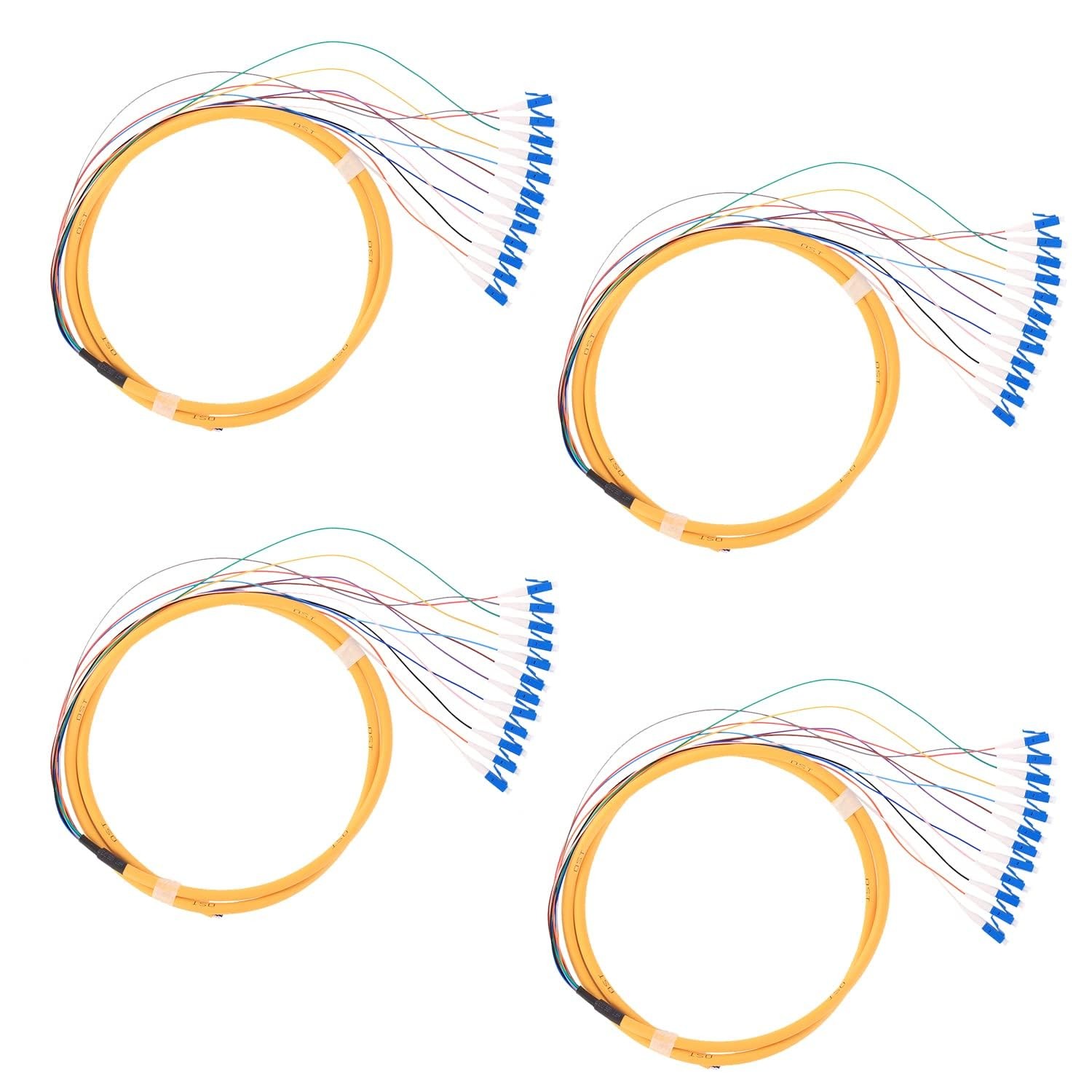 GESD 4 Pcs 1.5M 12 Strand SingleMode LC-UPC Fiber Pigtail Patch Cord