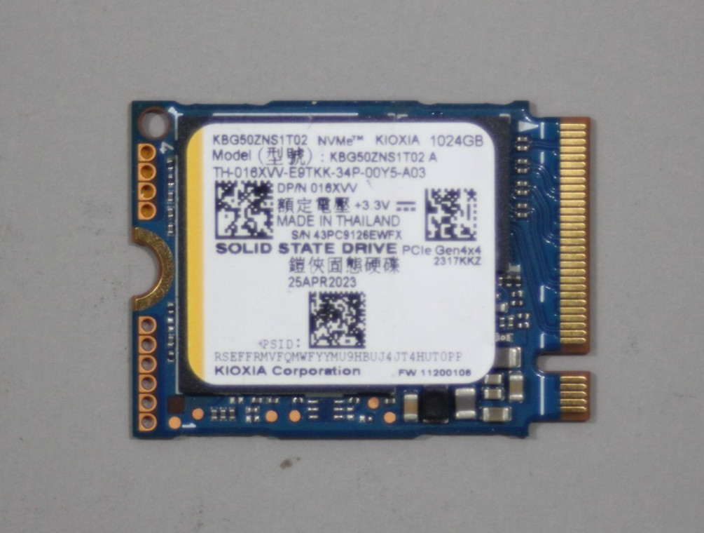 KIOXIA KBG50ZNS1T02 1024GB NVMe PCIe Gen4x4 SSD 2230 016XW Open Box