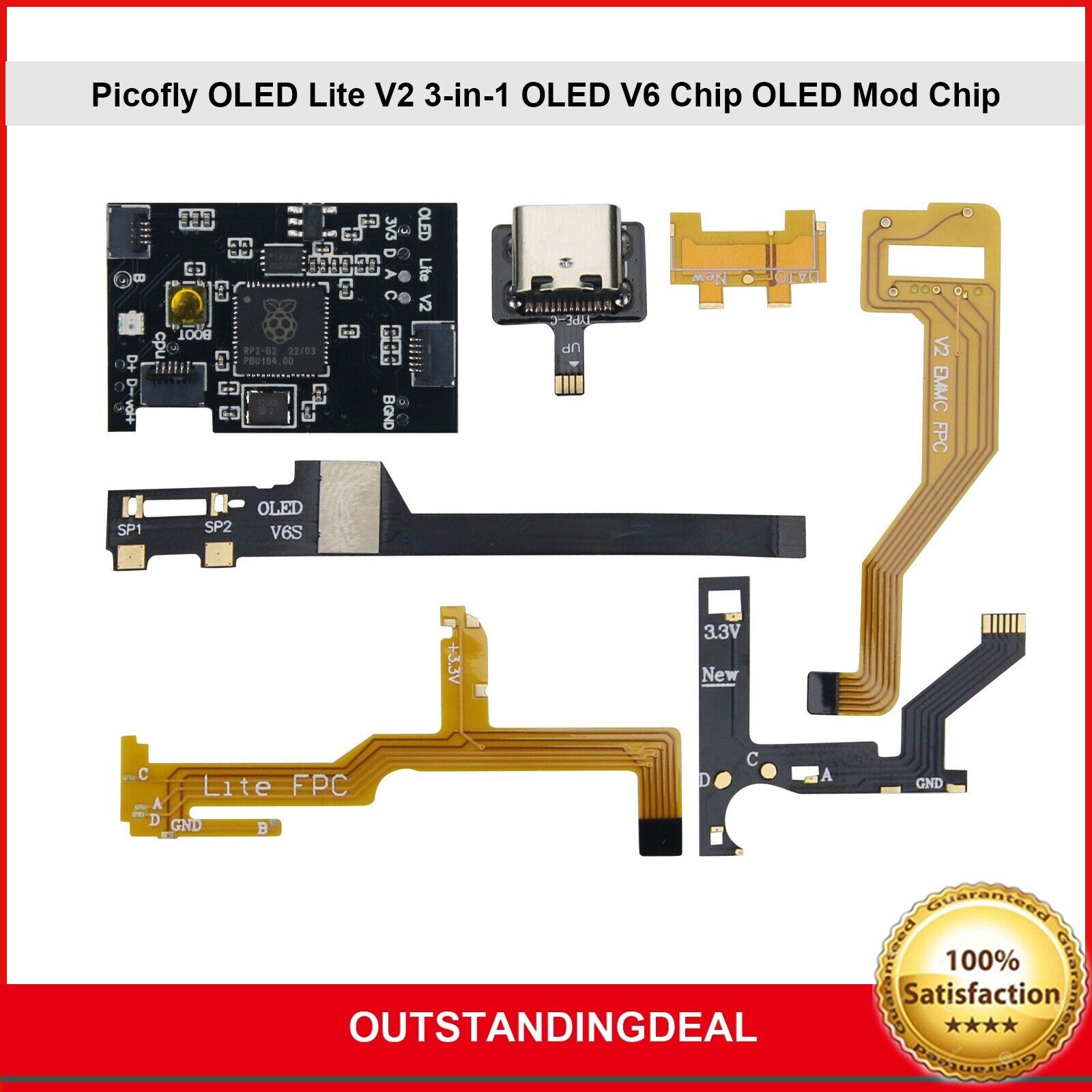 Picofly OLED Lite V2 3-in-1 OLED V6 Chip Suitable for Raspberry Pi NS DIY os67