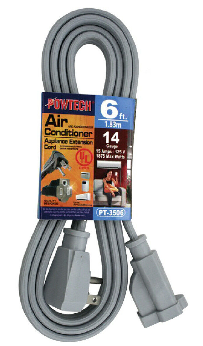6ft Heavy Duty Appliance AC Power Electric Extension Cord 14 Gauge 15A UL Gray