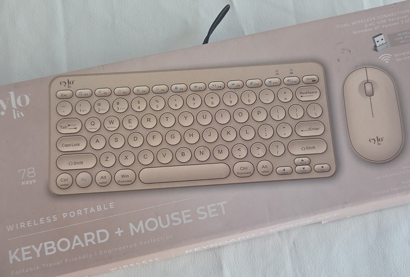 Cylo Liv Wireless Portable Compact Keyboard & Mouse Set Pink QWERTY KEY5280
