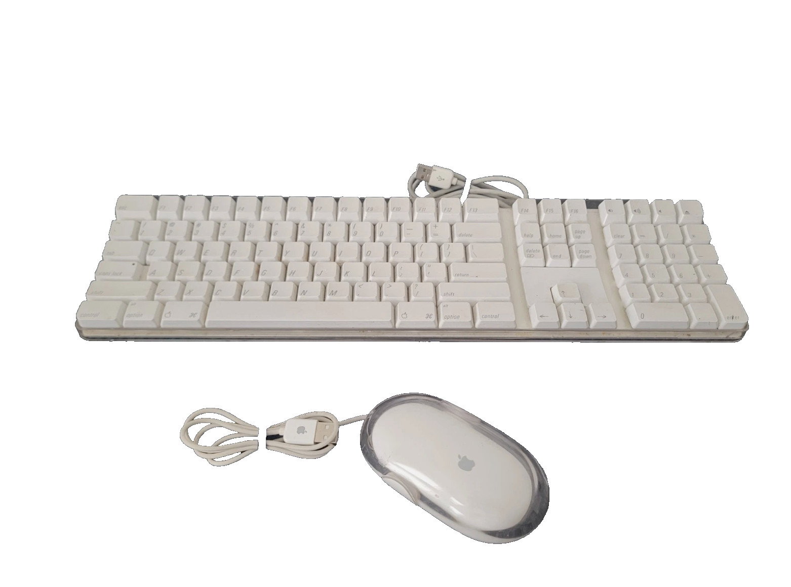 VINTAGE 🍎 Genuine Apple A1048 USB Keyboard + M5769 Pro Mouse Clear White