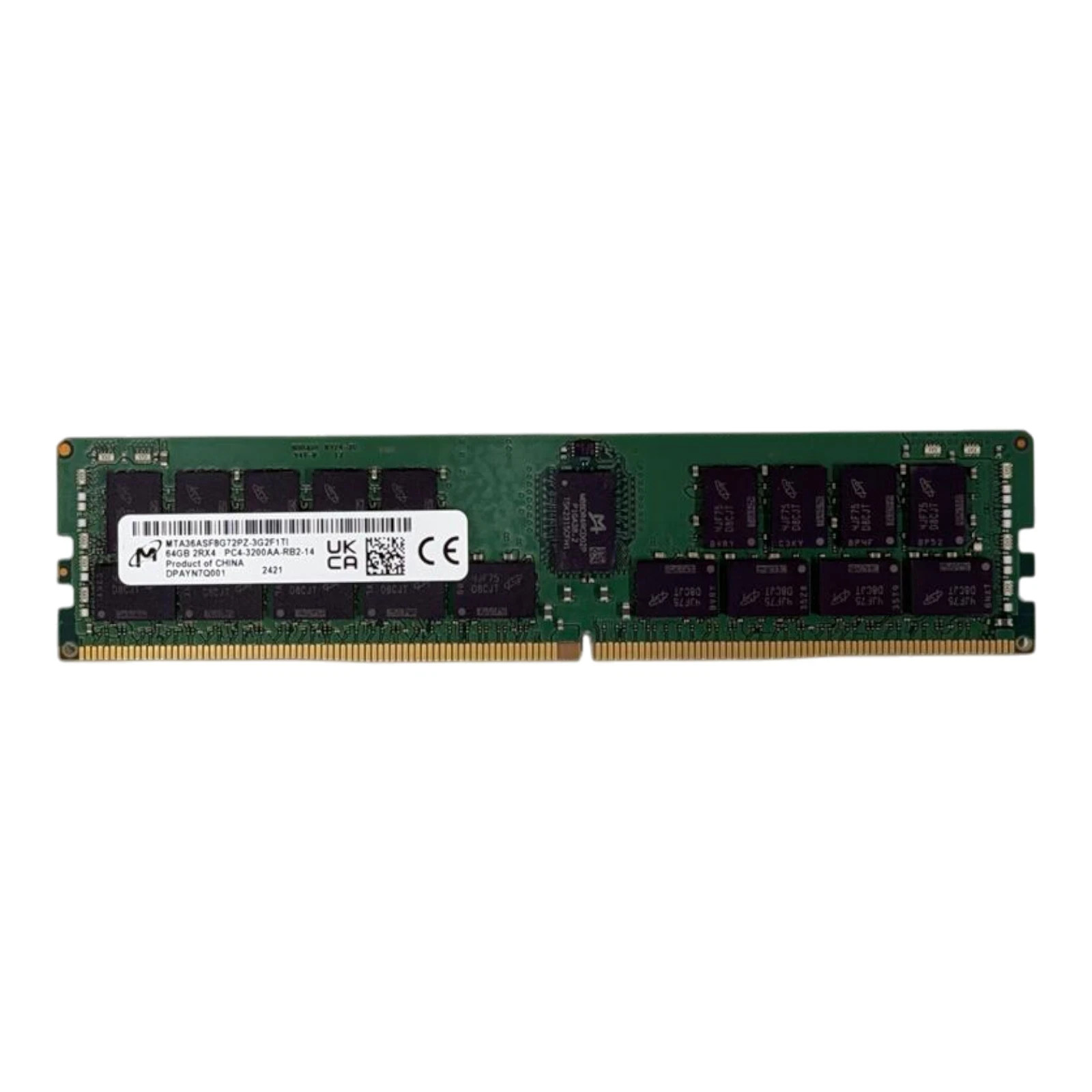 New Micron 64GB 2RX4 PC4-3200AA DDR4-25600 ECC RDIMM RAM MTA36ASF8G72PZ-3G2F1TI