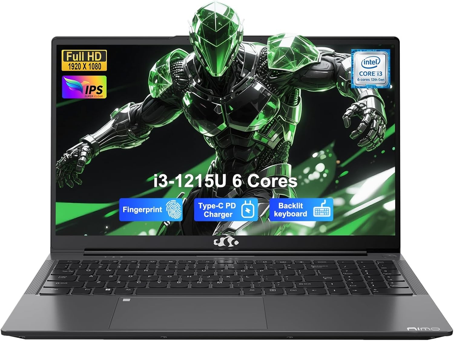 NIMO 15.6" IPS FHD Laptop 12th Gen Intel Core i3-1215U 16GB RAM 256GB SSD