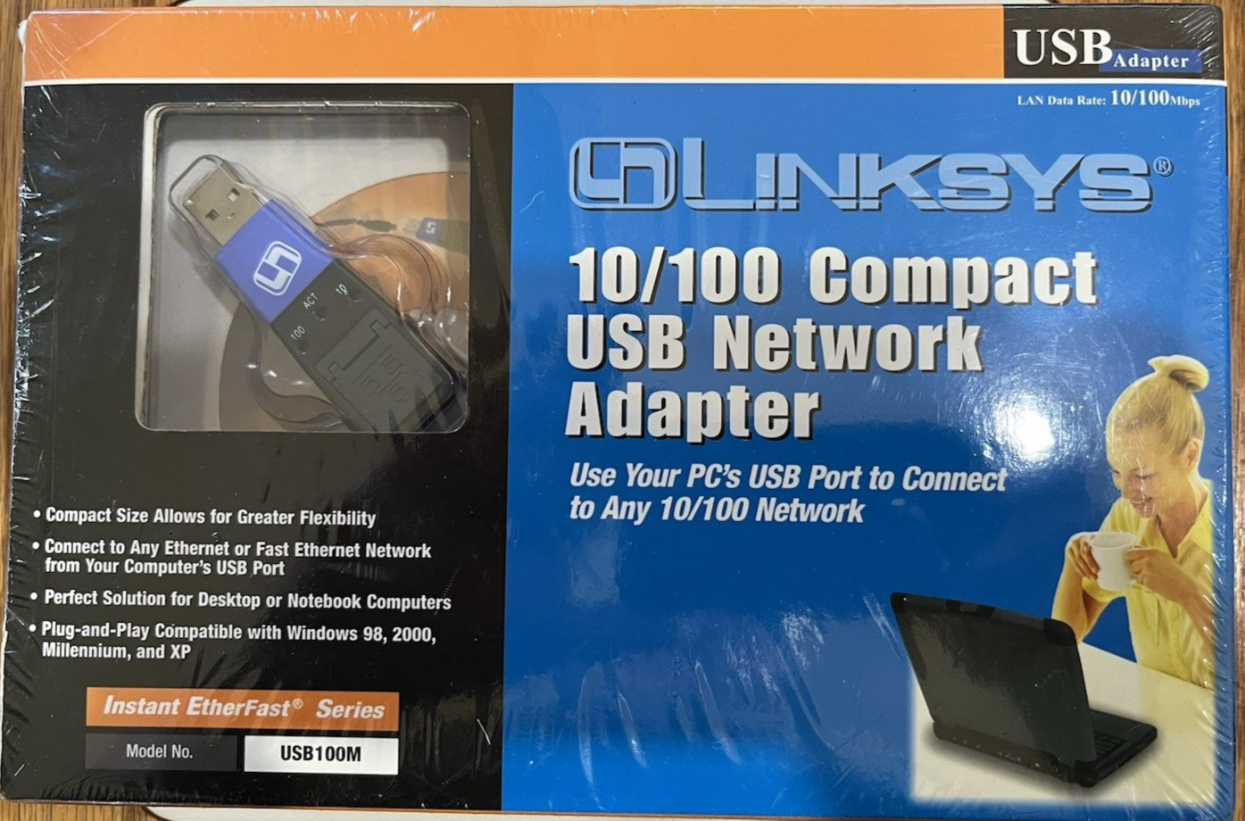 Linksys 10/100 Compact USB Network Adapter USB, USB100M, (S/N: LBF 03906138)