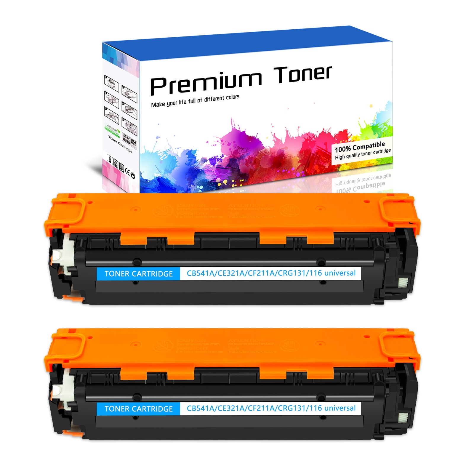 2PK CB541A Cyan Toner Cartridge For HP LaserJet CP1518ni CM1312nfi CP1215