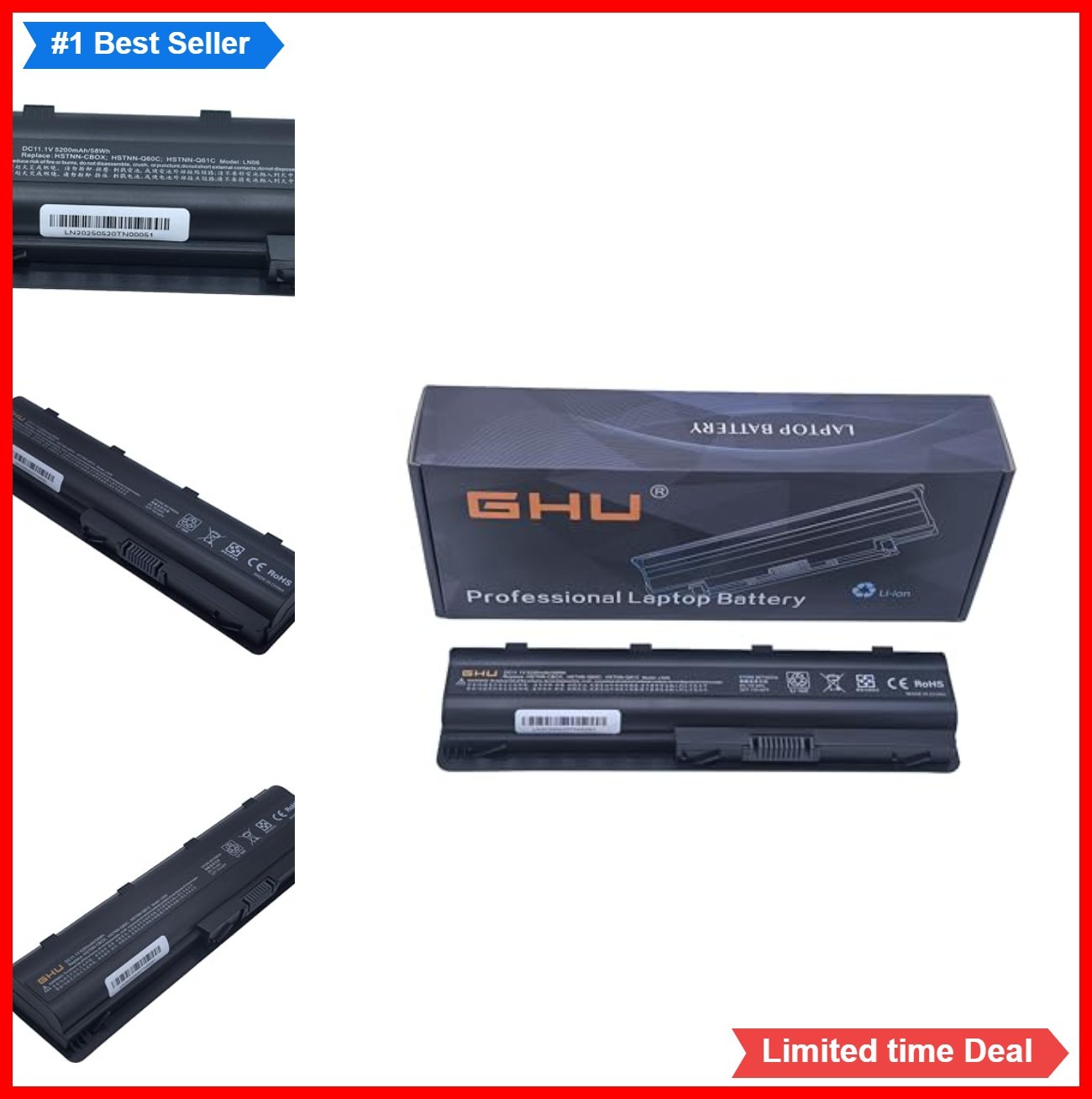 Laptop Battery 58Wh 10.8V Lithium Ion Rechargeable Compatible with HP G62 G72