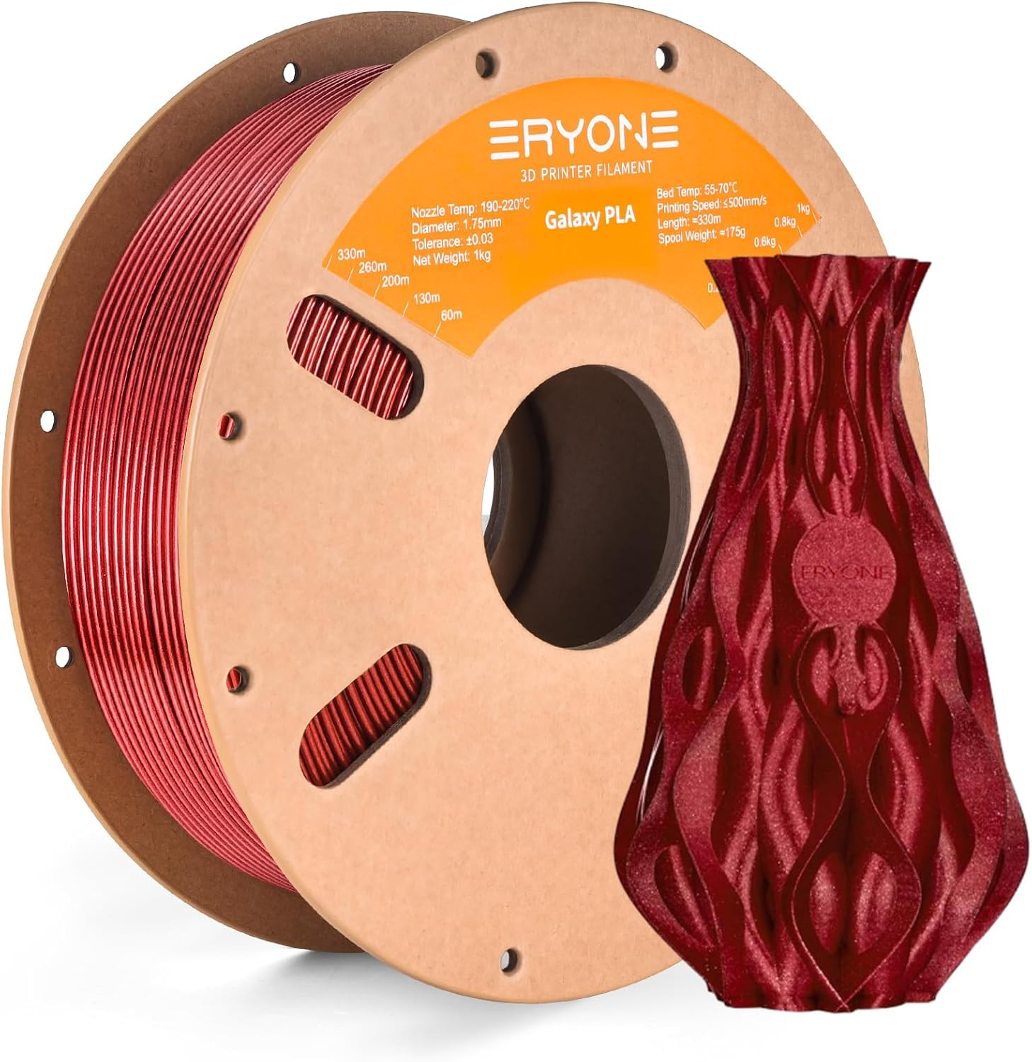 ERYONE Galaxy PLA 3D Printer Filament, Sparkle Glitter PLA, 1.75Mm +/-0.03Mm, 1K