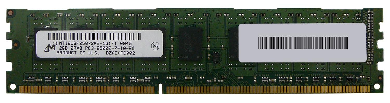 DDR3 2GB DIMM UNBUFFERED PC3-8500 Micron P/N: MT18JSF25672AZ-1G1F1 2rx8 1.5v No