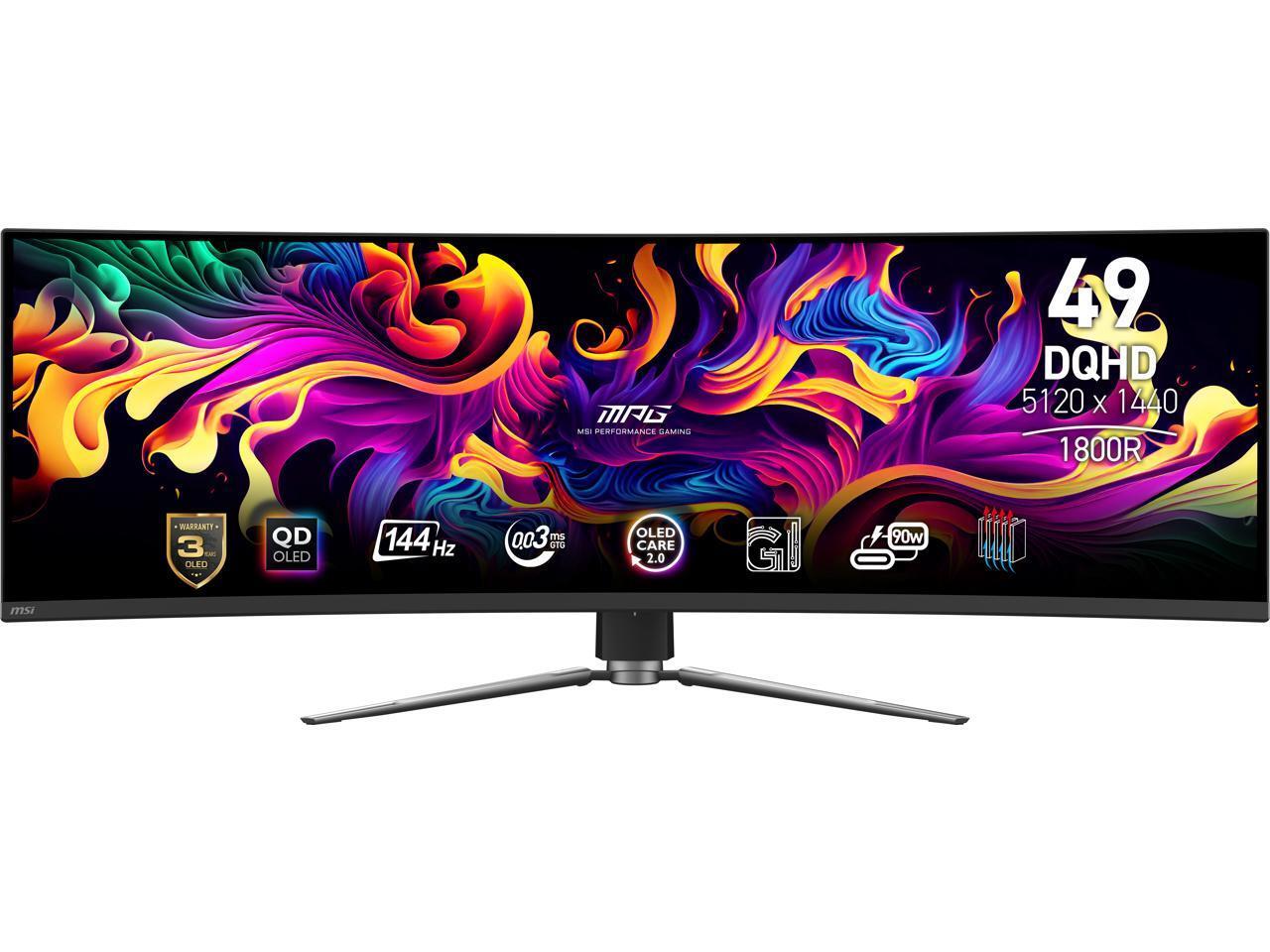 MSI MPG 491CQP QD-OLED 49" 32:9 1800R Curved Gaming Monitor 144Hz 0.03ms