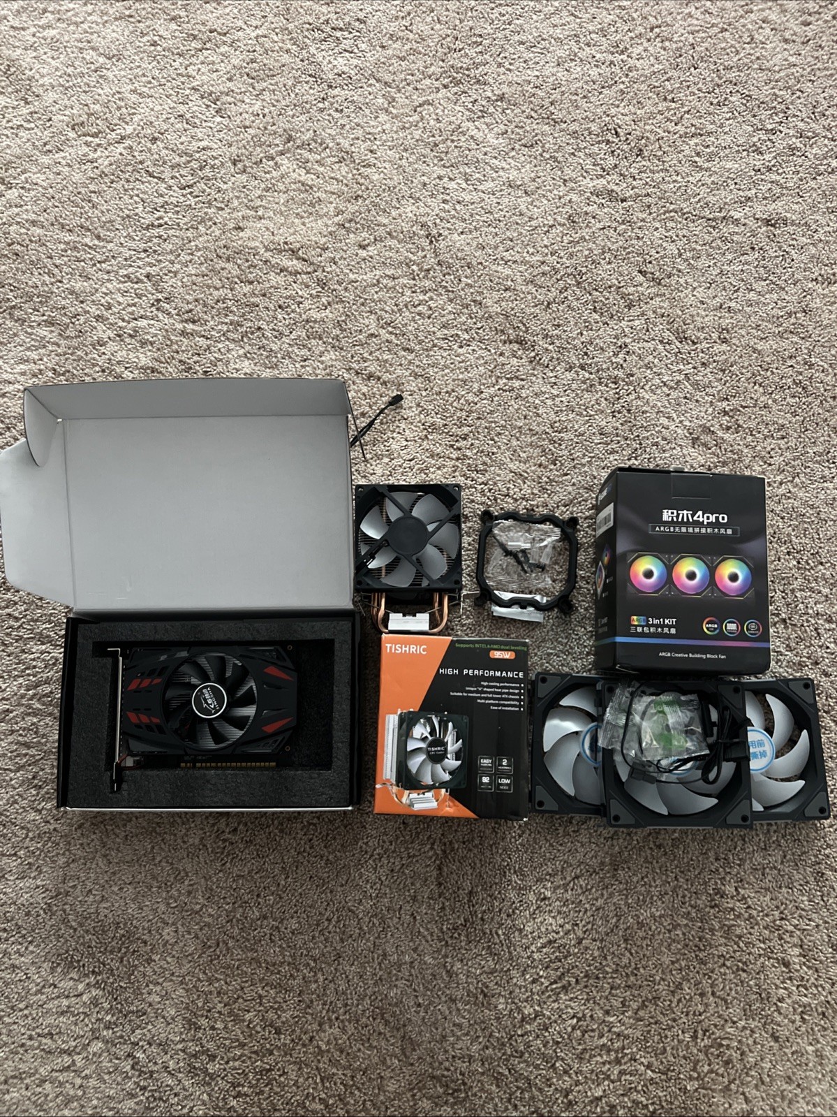 Computer Parts (GPU, CPU Cooler, Cooling Fans) Sold Together Or Individually.