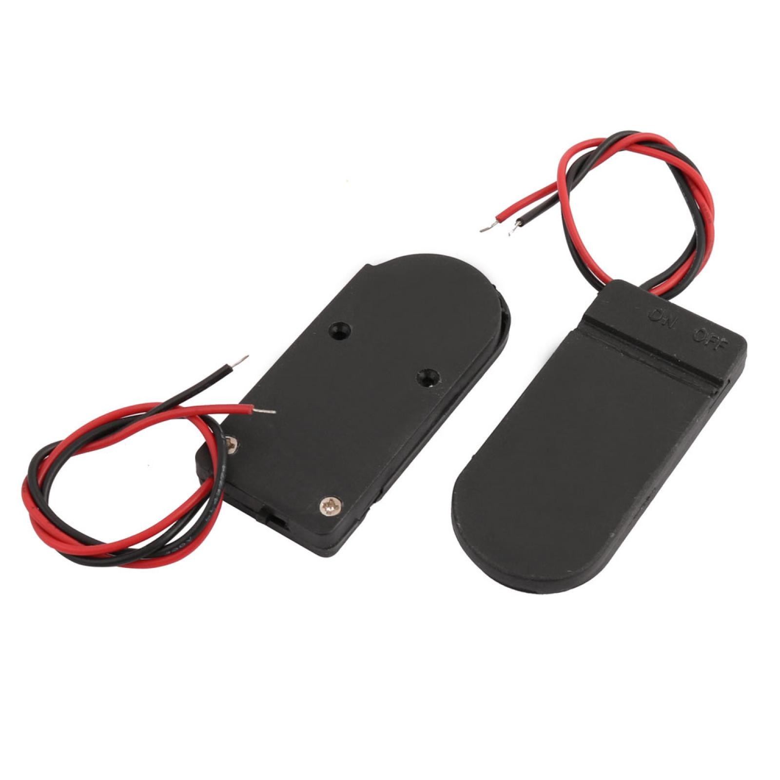 2x3V Plastic Housing Coin Cell Button Battery Holder Case w Switch 2pcs