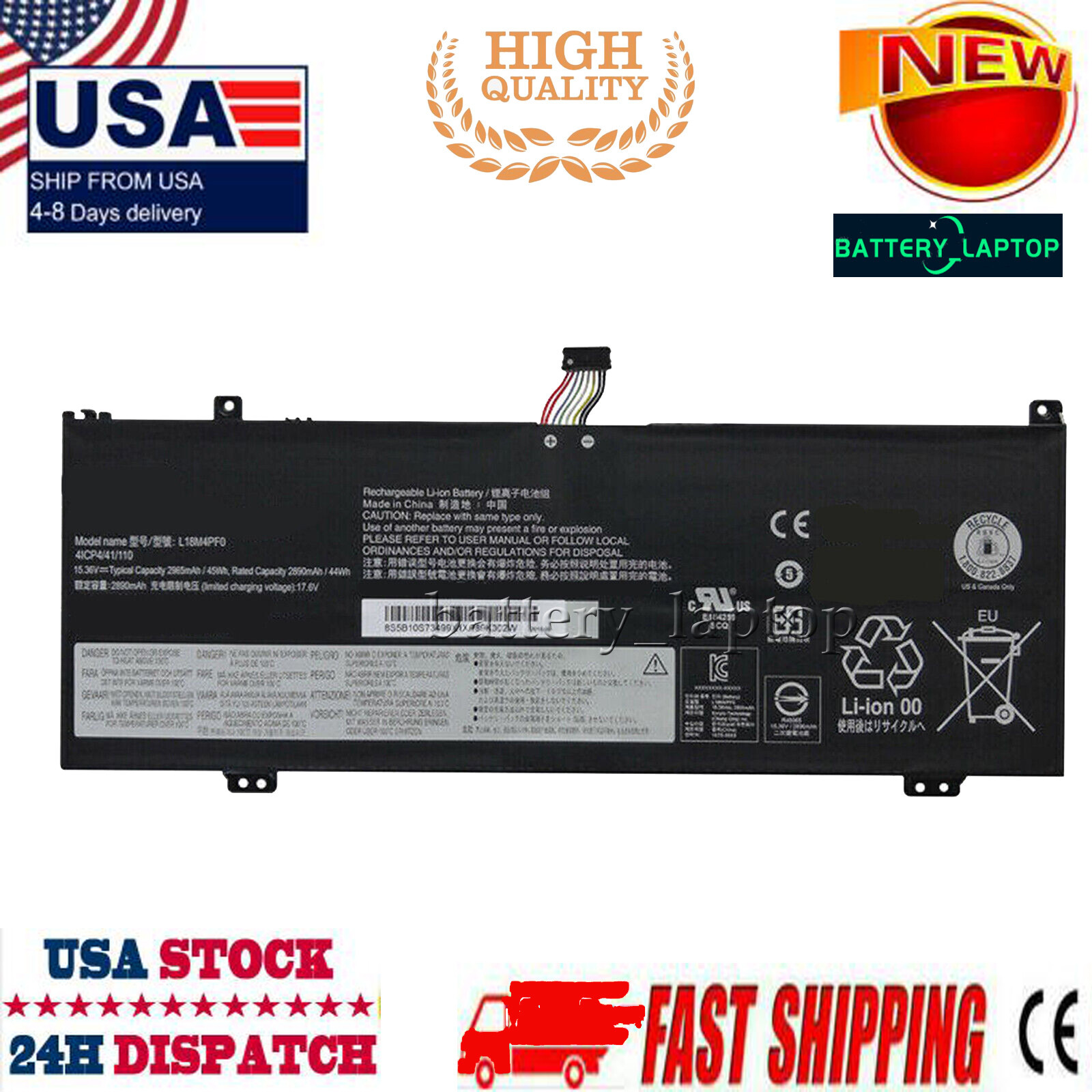 Battery for Lenovo ThinkBook 14s, 14s-IWL, 14s-20rm0009us L18M4PF0 4ICP4/41/110
