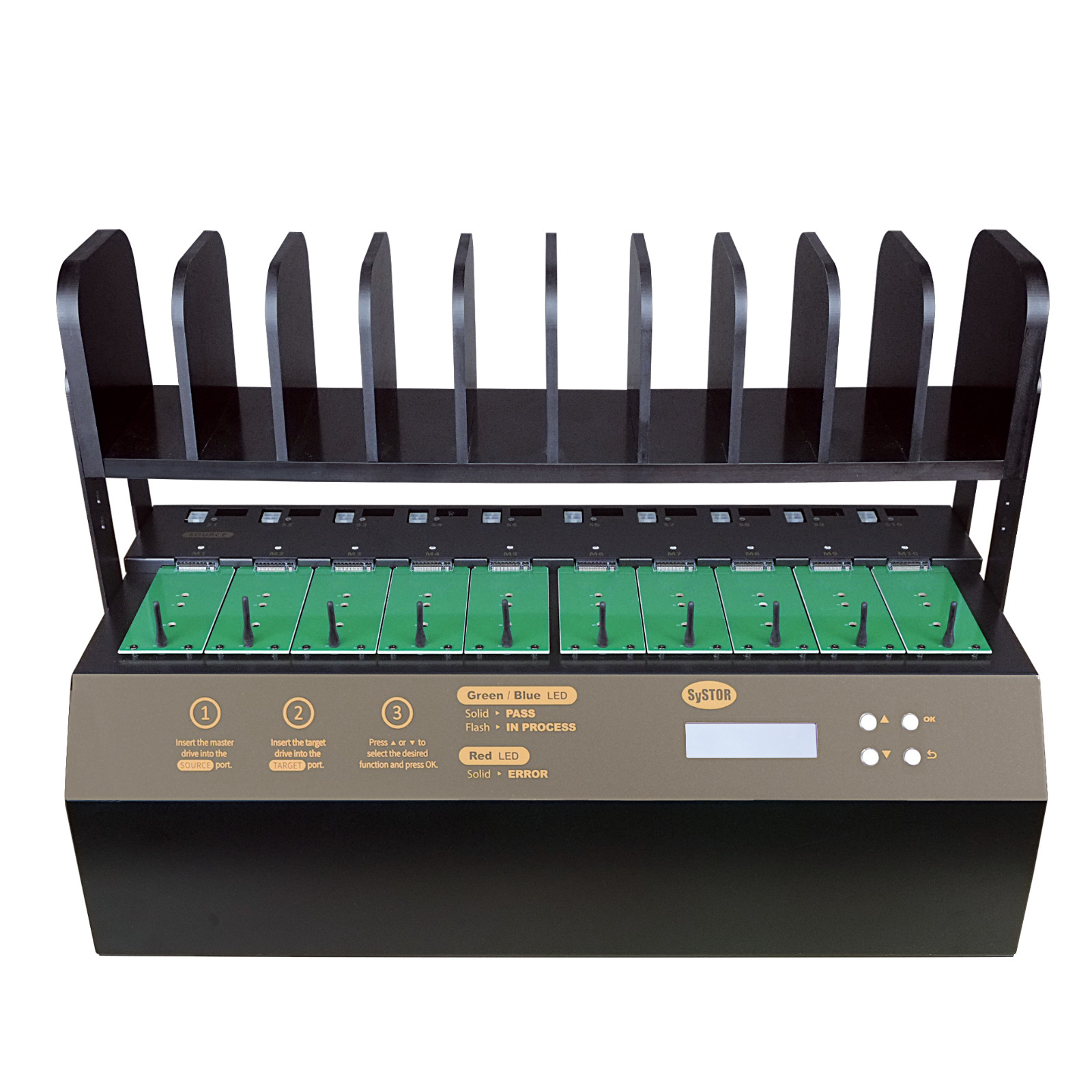 Systor 1:9 M.2 NVMe PCIe SATA HDD/SSD Duplicator/Eraser 36GB/Min 2YEAR WARRANTY