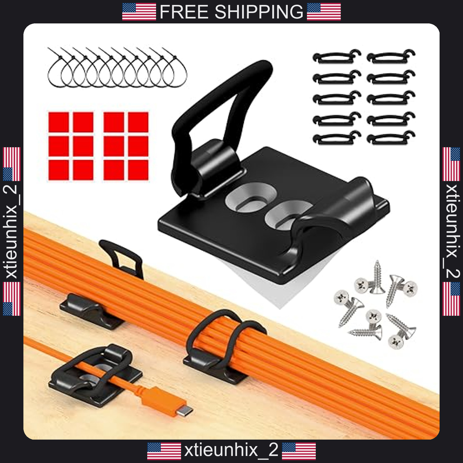 Cable Management Clips 10-Pack Adjustable Elastic Wire Holders for Home Office