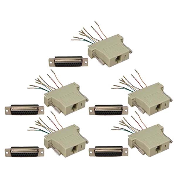 5 Pcs DB25 25-Pin DB 25 Female to RJ45 Female Adapter Connector Converter Ivory