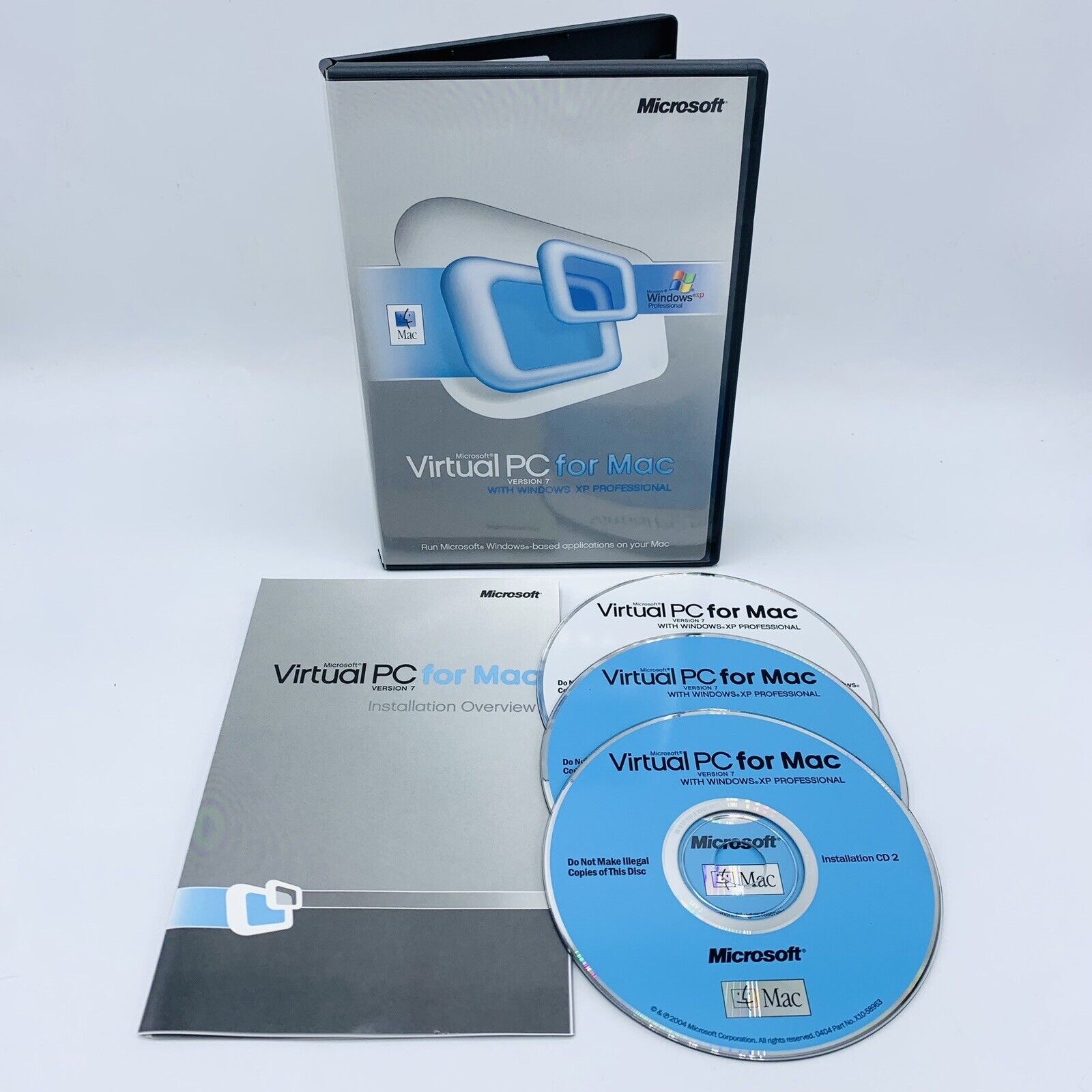 Microsoft Virtual PC For Mac Version 7 w/ Windows XP Professional 3 Disc w/ Keys