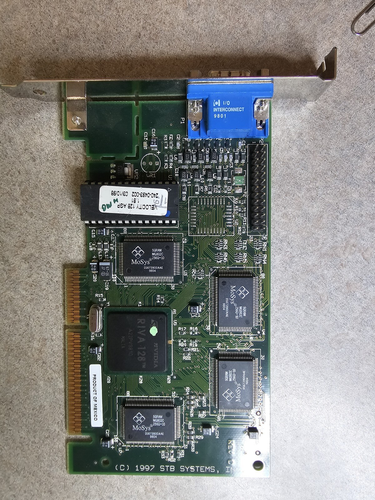 STB Systems Velocity 128 AGP NVIDIA RIVA 128 4MB VGA Graphics Card