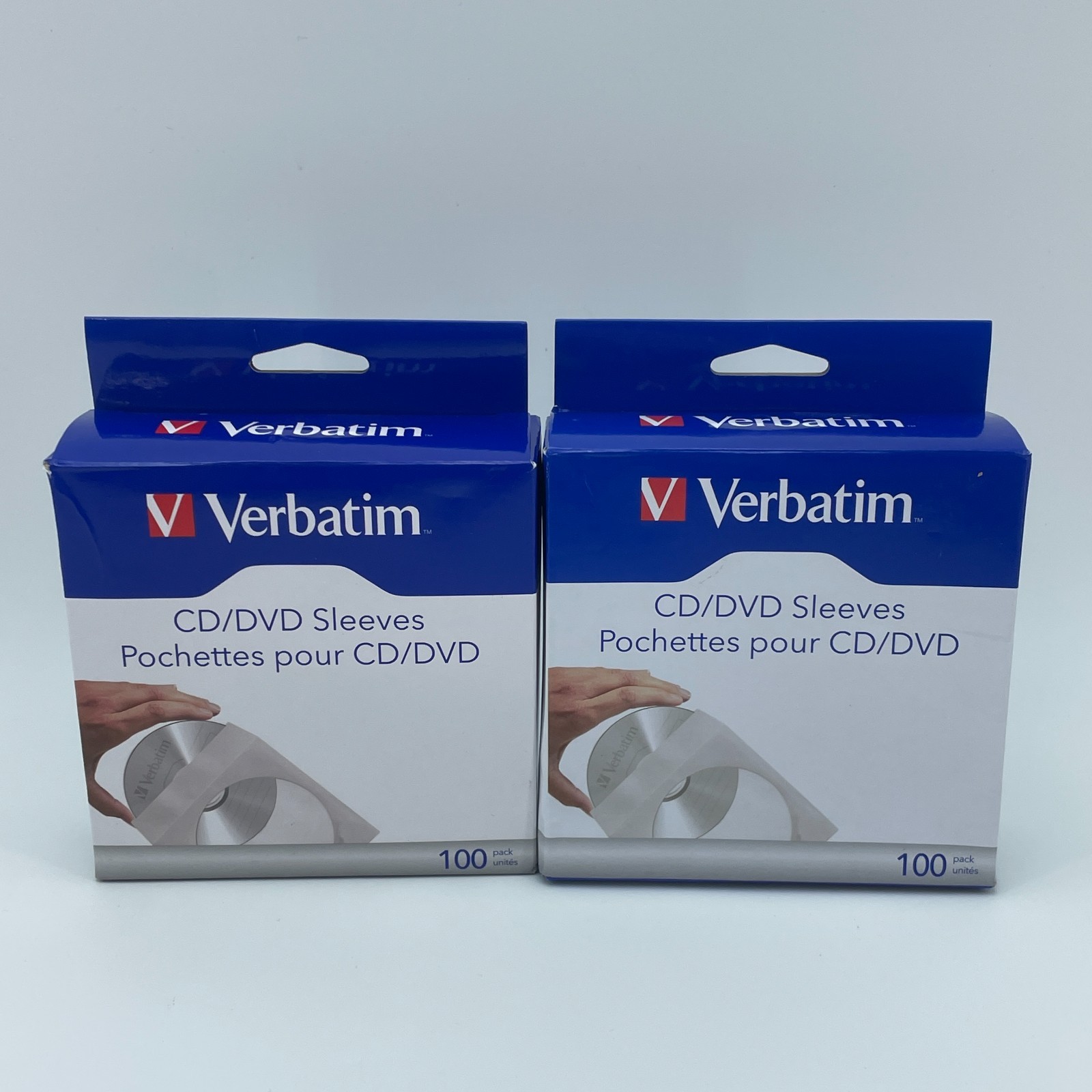 VERBATIM CD DVD Sleeves 200 Pack White Paper Clear Window Open Box