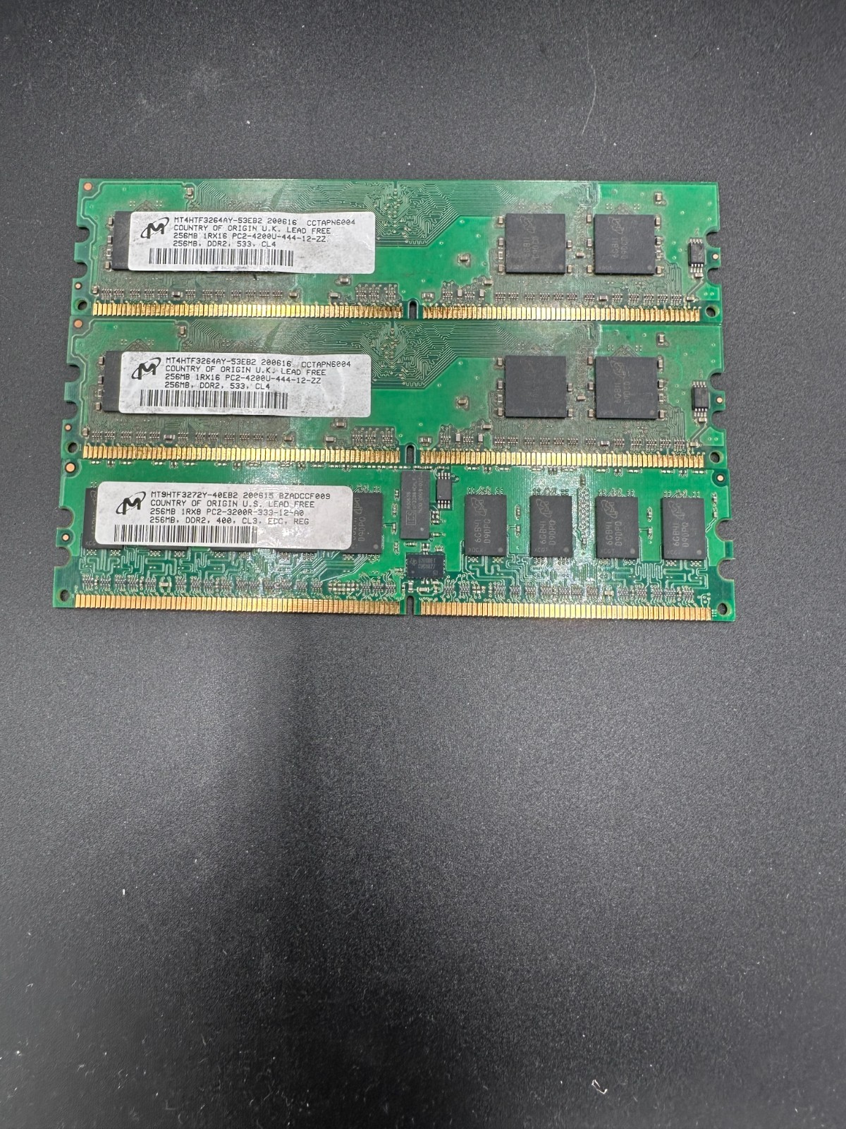 3X256MB Micron DDR2 PC2- 4200-MT4TF3264AY Desktop RAM - Tested