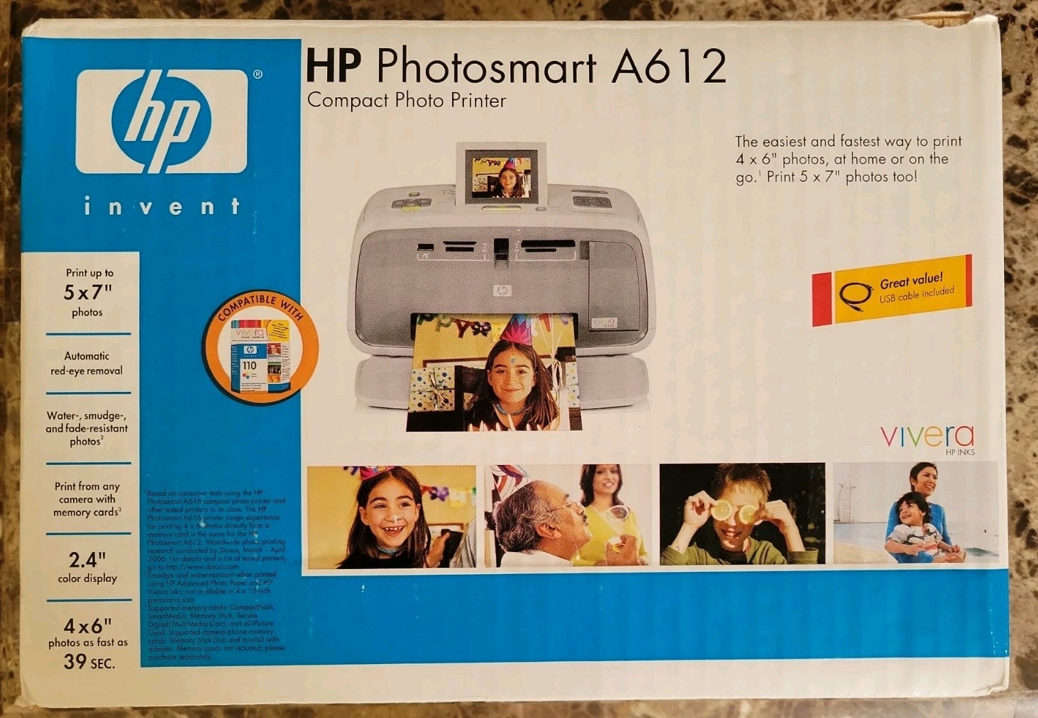Hewlett Packard HP Photosmart A310 Compact Photo Printer 4 G Memory NIB