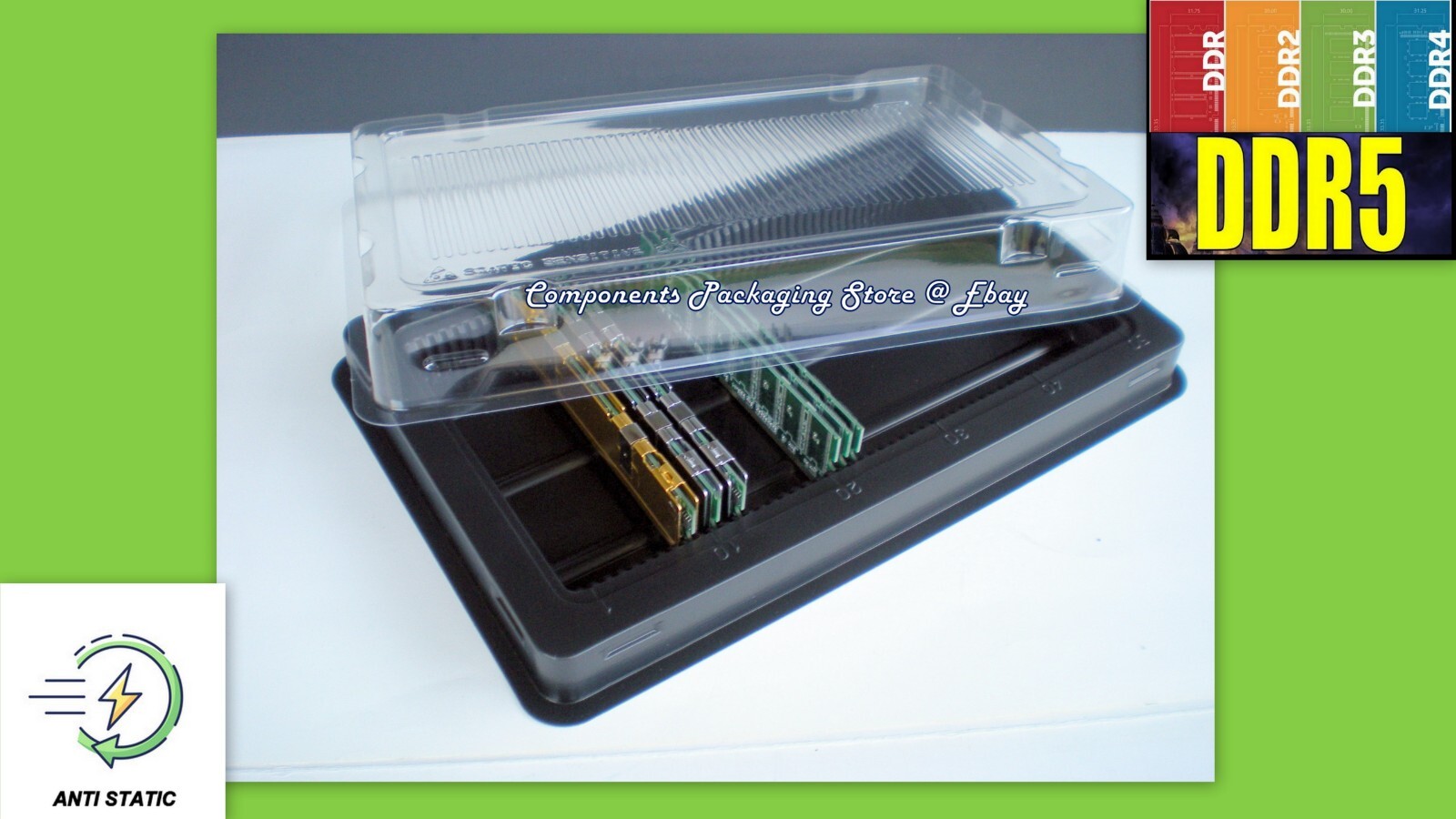 Server Memory Packaging Box Container for DDR Modules - 5 Trays Fits 250 DIMMs