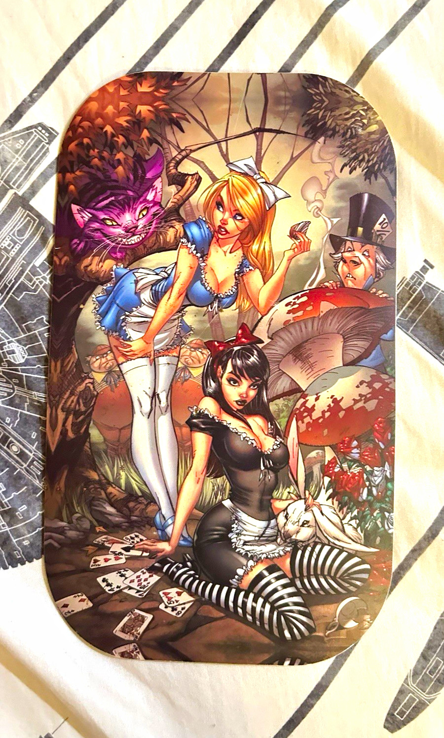 Alice in Wonderland Pictorial Mouse Pad, Non-Slip Rubber Base Multicolor