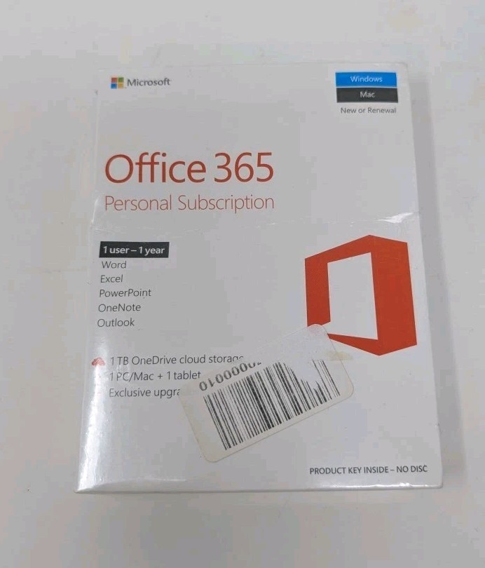 Microsoft Office 365 Personal 1 User 1 Year Subscription Windows Mac New Sealed