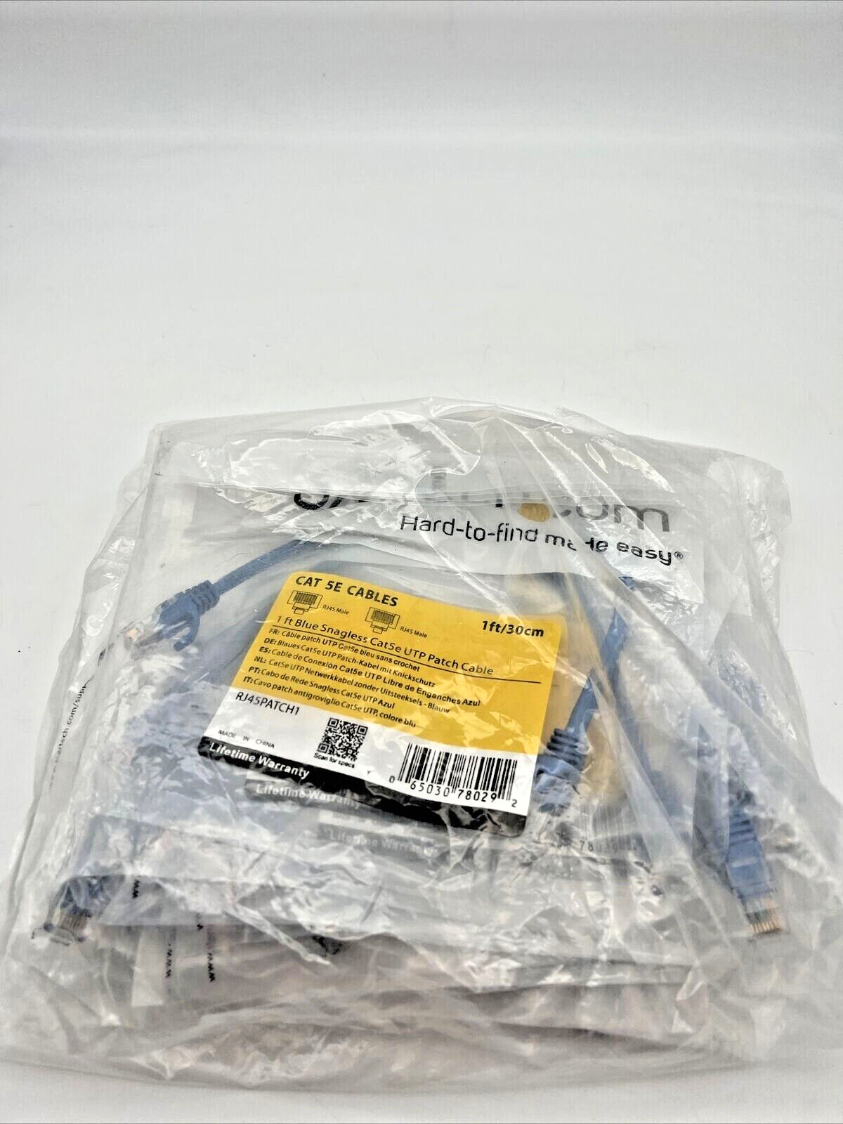 StarTech RJ45PATCH1 1FT Cat5e Blue Snagless RJ45 UTP Cat 5e Patch Cable 10 Qty