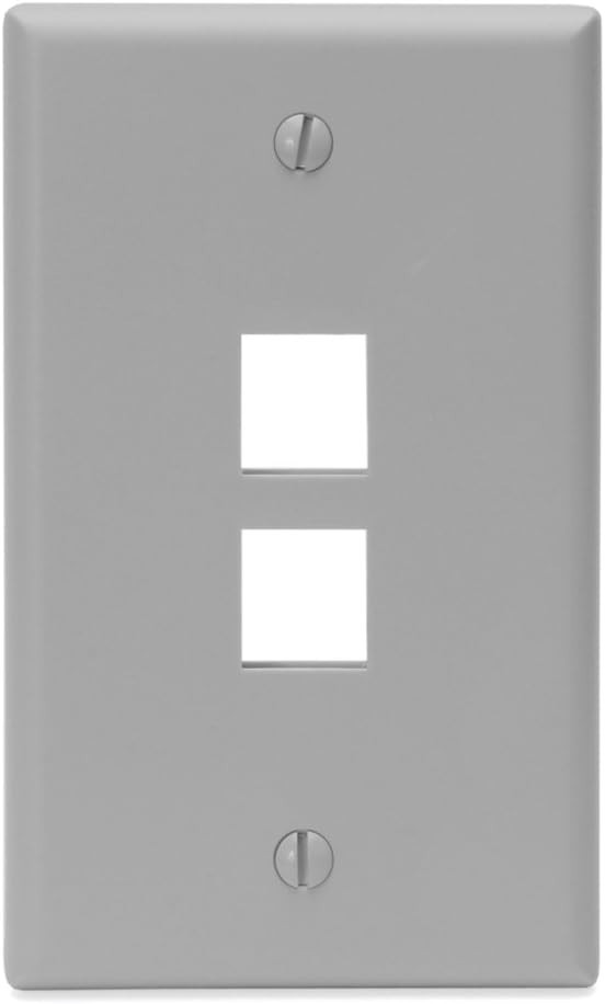 Leviton QuickPort Wallplate, Single Gang, 2-Port, 41080-2GP, Grey