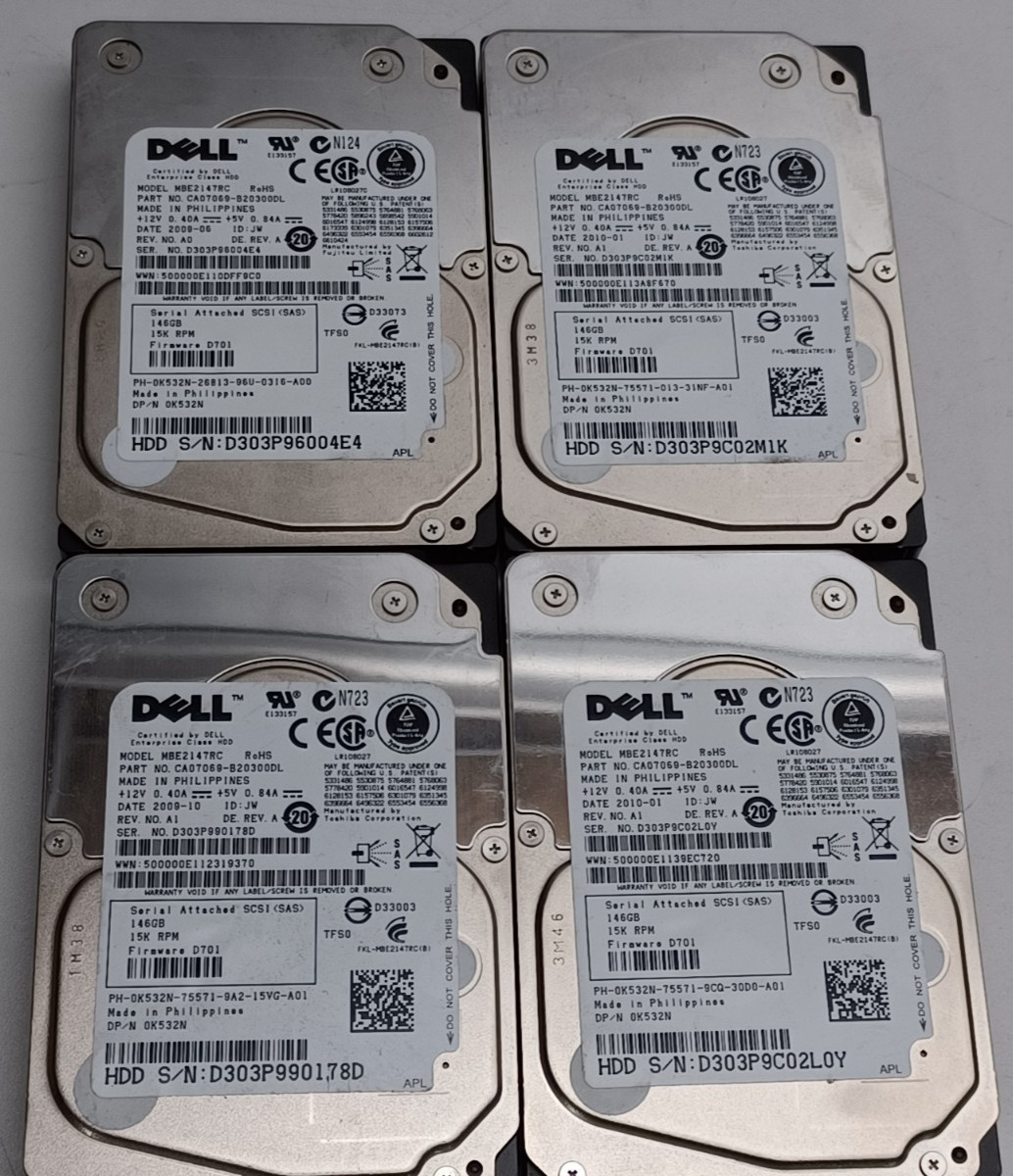 Lot of 4 Dell MBE2147RC HDD 146GB 15k RPM Hard Drive Used Good