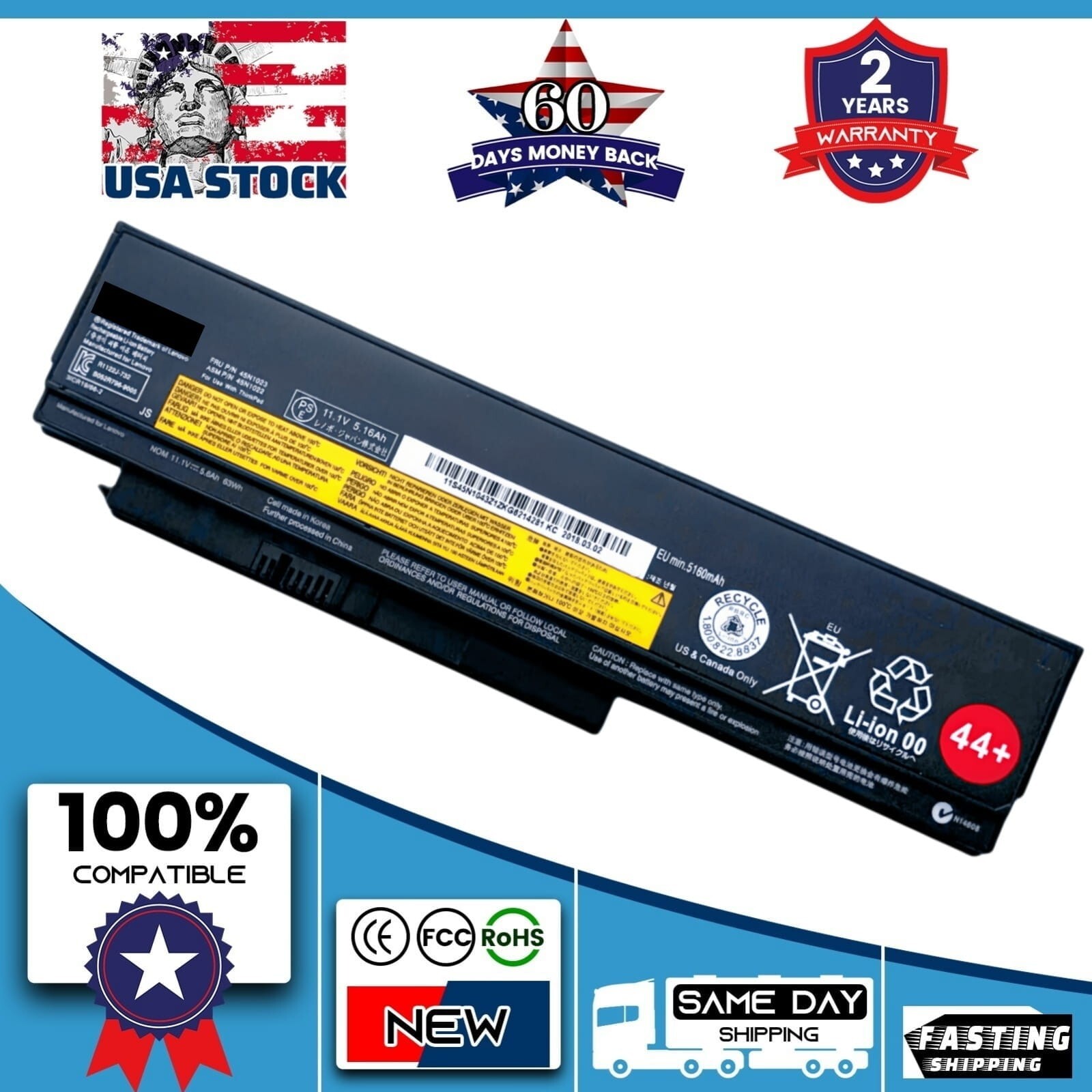 OEM 44+ Battery For Lenovo ThinkPad X220 X220i X220s X230 X230i 0A36307 45N1019