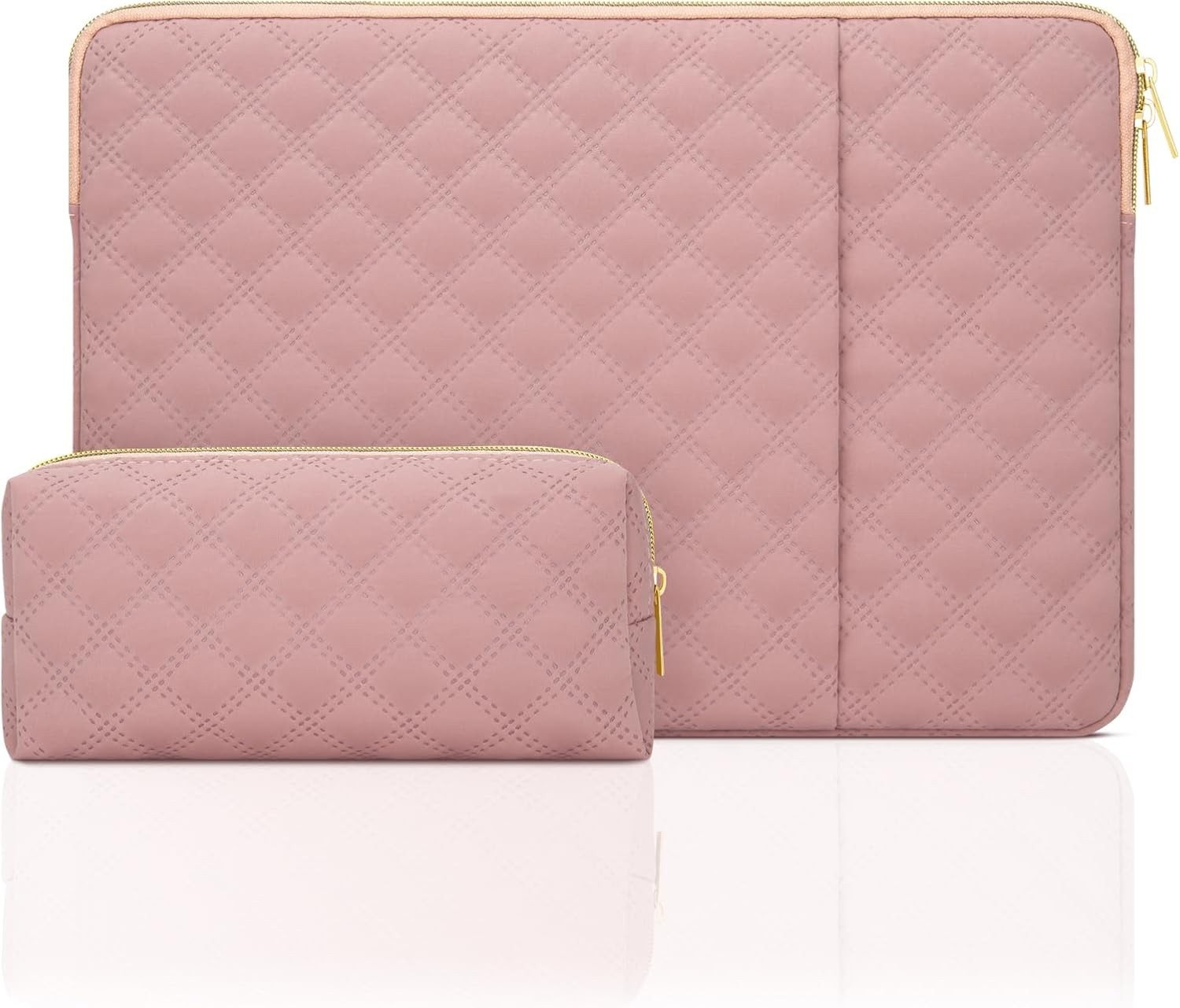 Pink 14 Inch Laptop Sleeve Case with Pocket for MacBook Pro M1 M2 M3 M4 M5